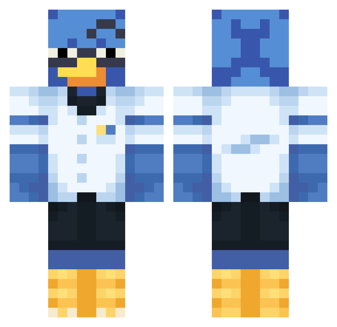 Yoakster Minecraft skin, front and back view