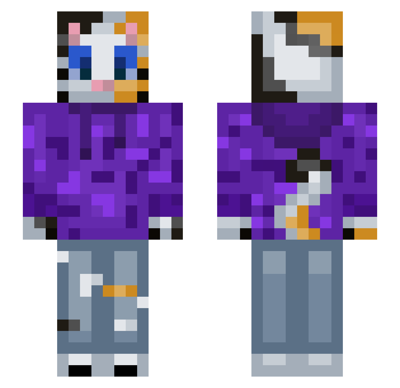 RogueJunior Minecraft skin, front and back view