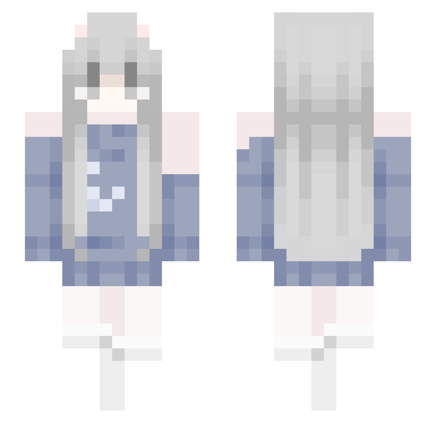 SanQuit Minecraft skin, front and back view