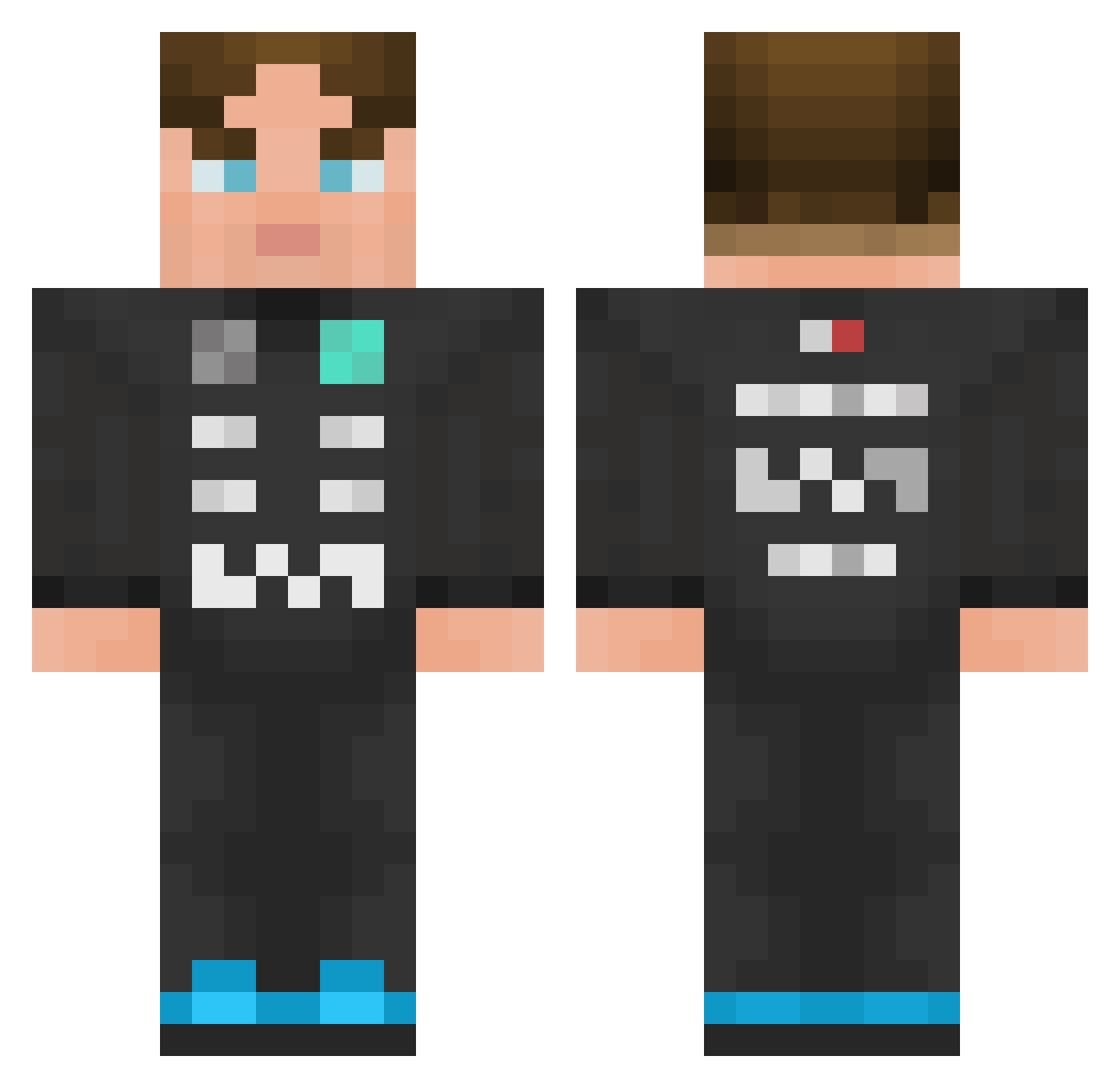 ThePowerFactory Minecraft skin, front and back view