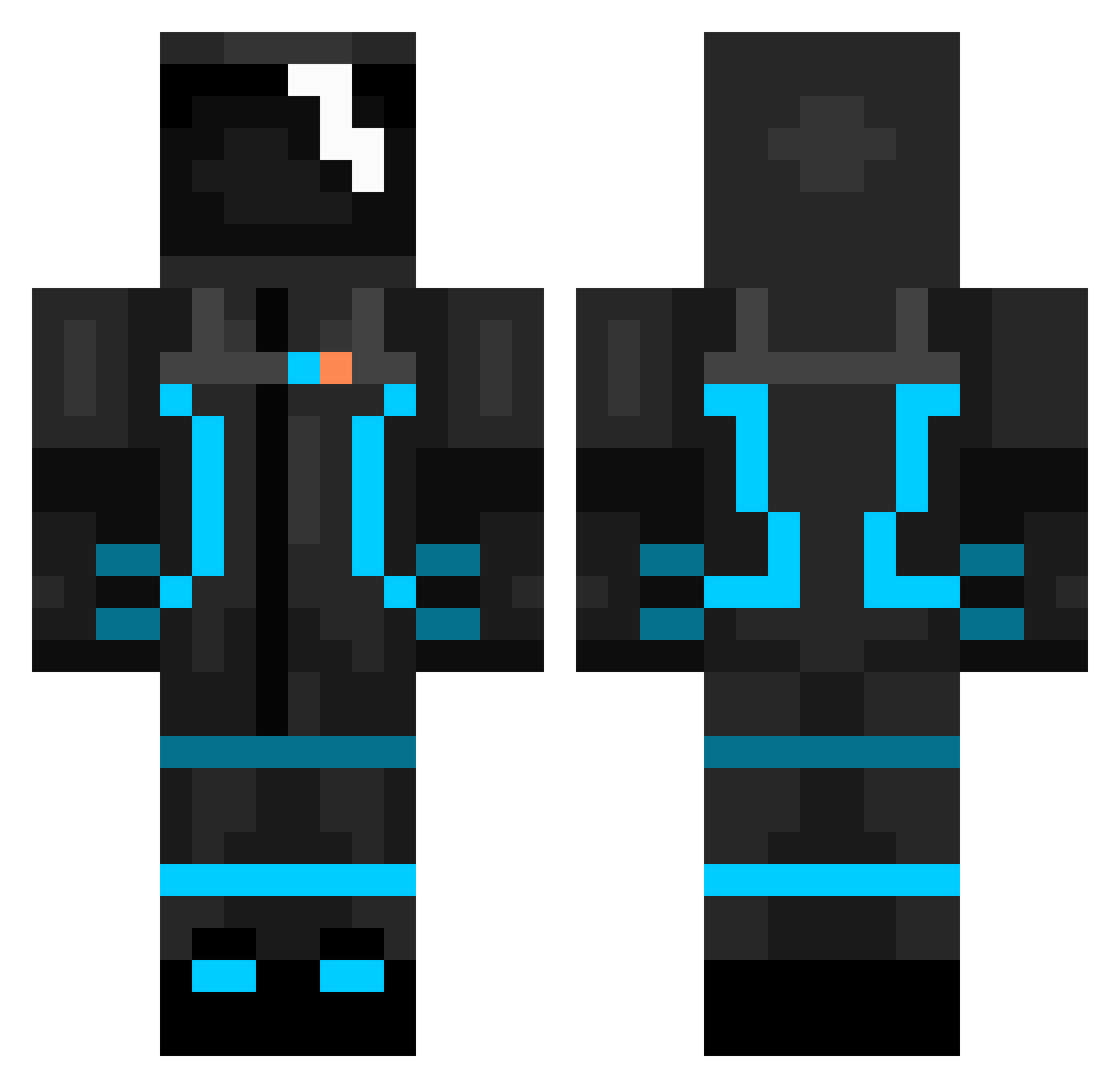 H1DD3N_F3AR Minecraft skin, front and back view