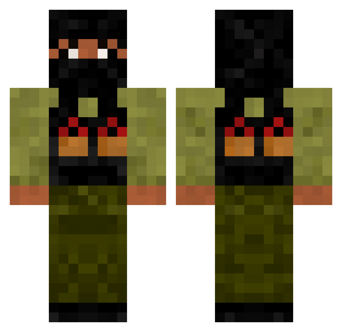 BrainNotThere Minecraft skin, front and back view