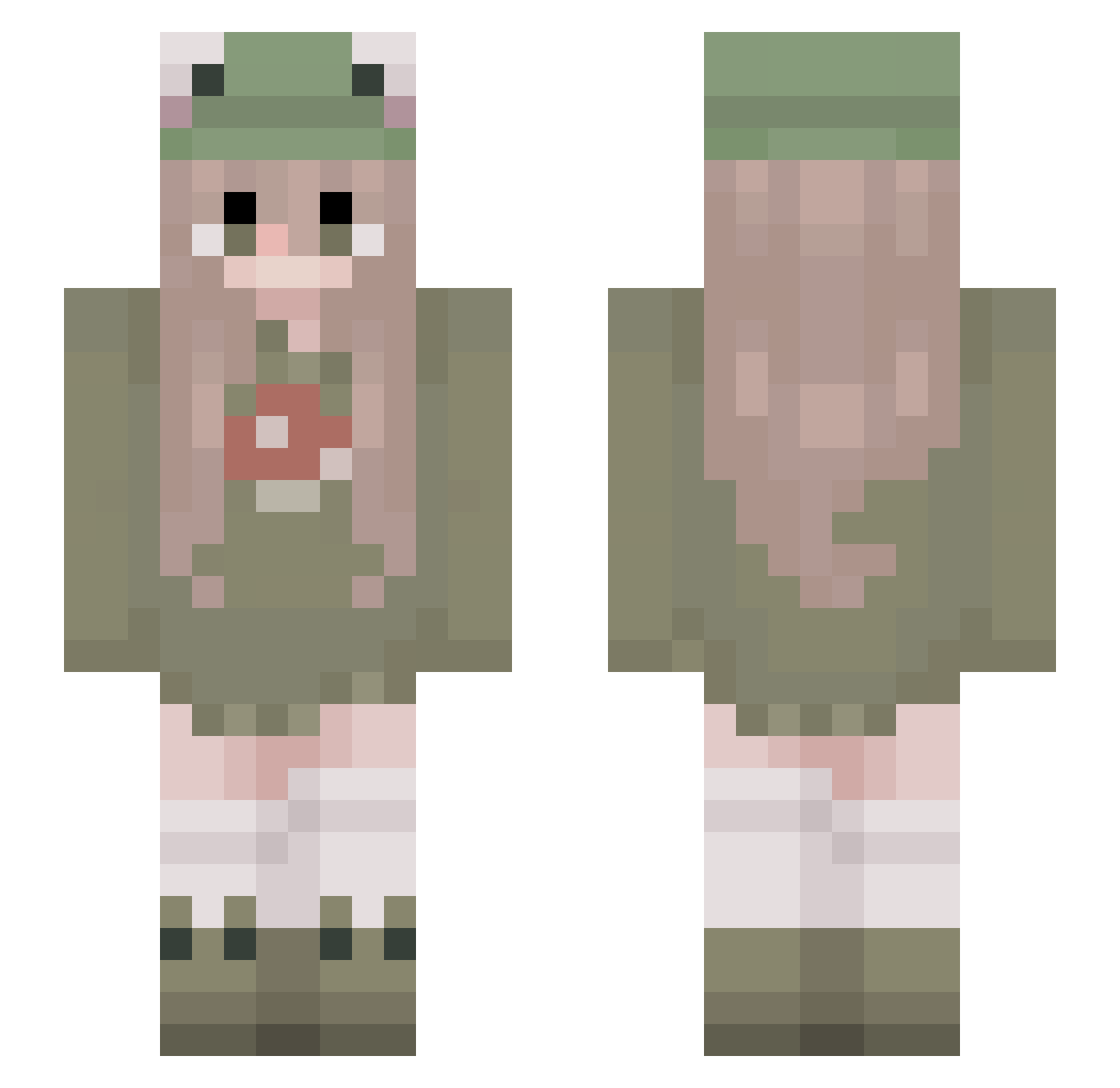Duh_itzSophia Minecraft skin, front and back view