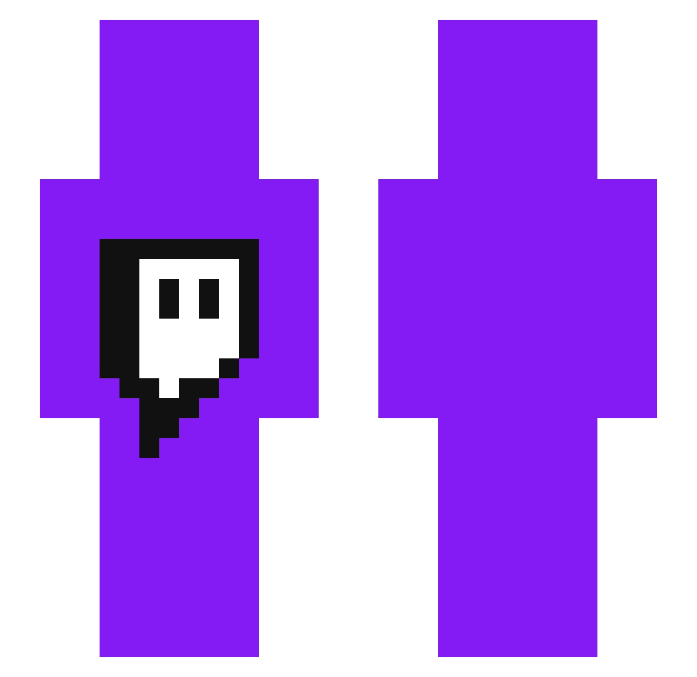 ItsBubbo Minecraft skin, front and back view