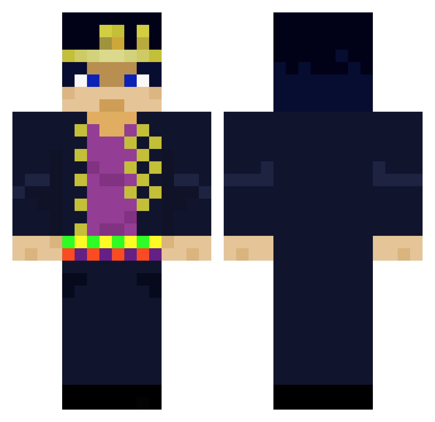 Exploders Minecraft skin, front and back view