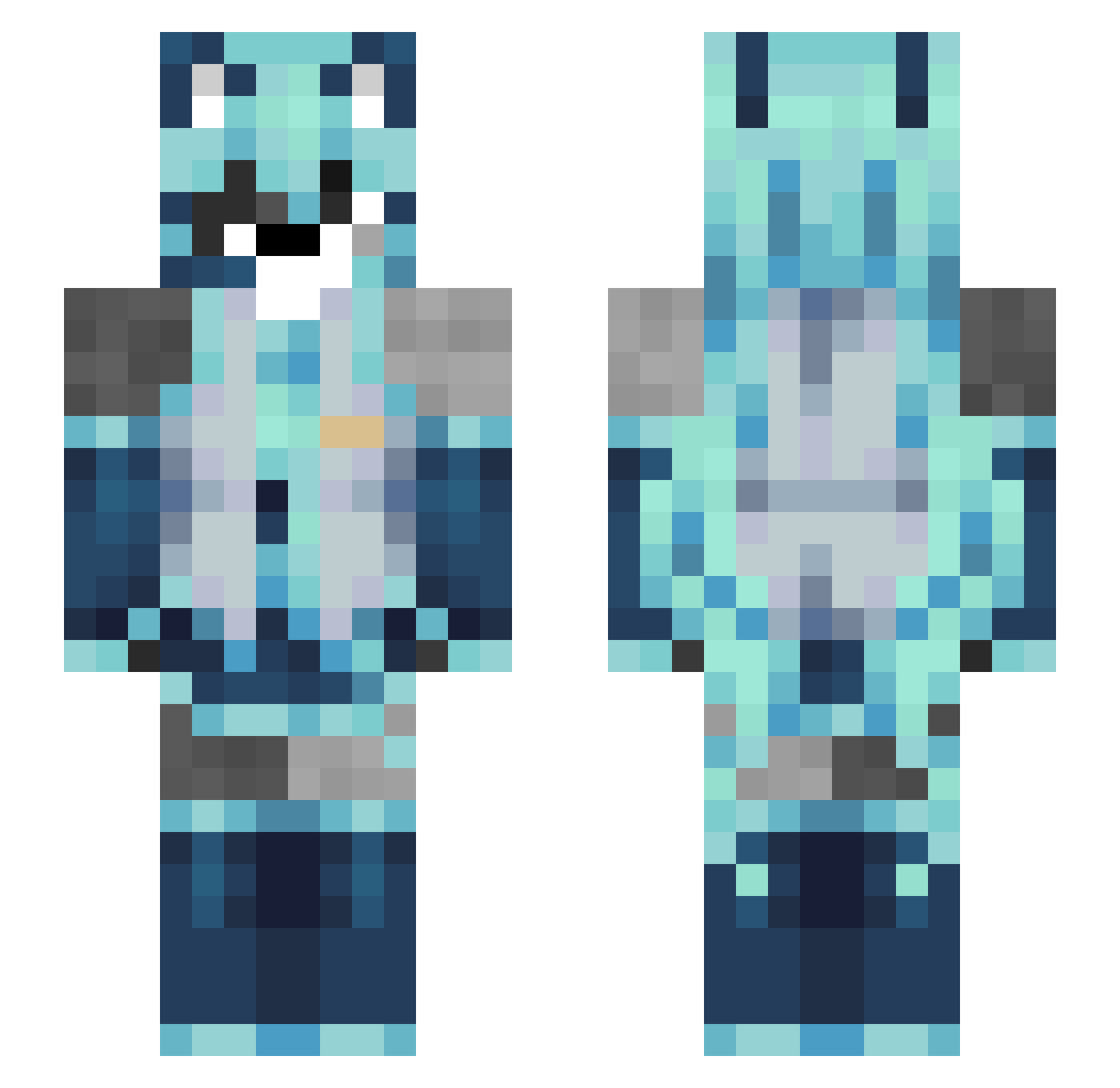 precisefox Minecraft skin, front and back view