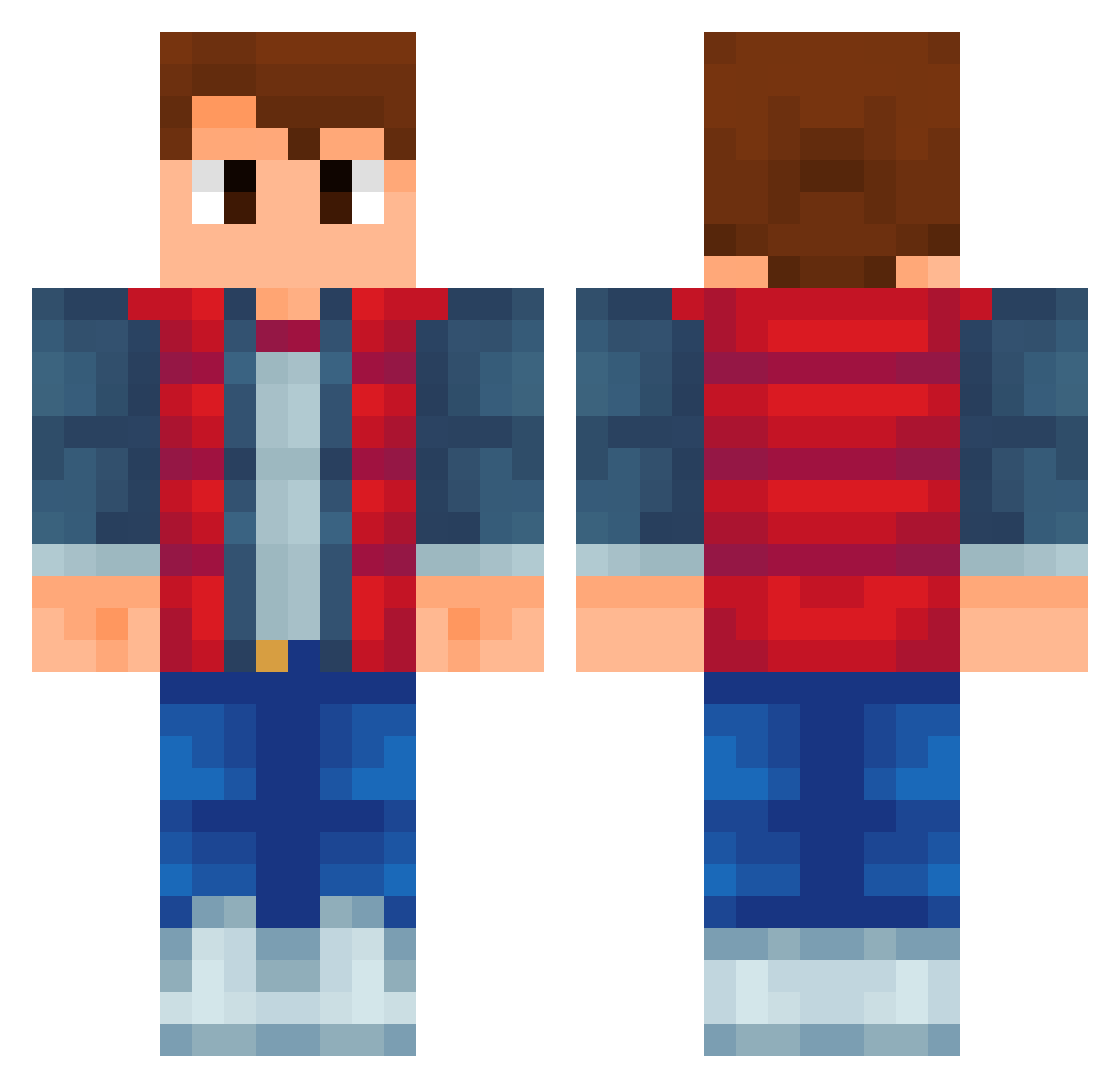 beeupsidedown Minecraft skin, front and back view