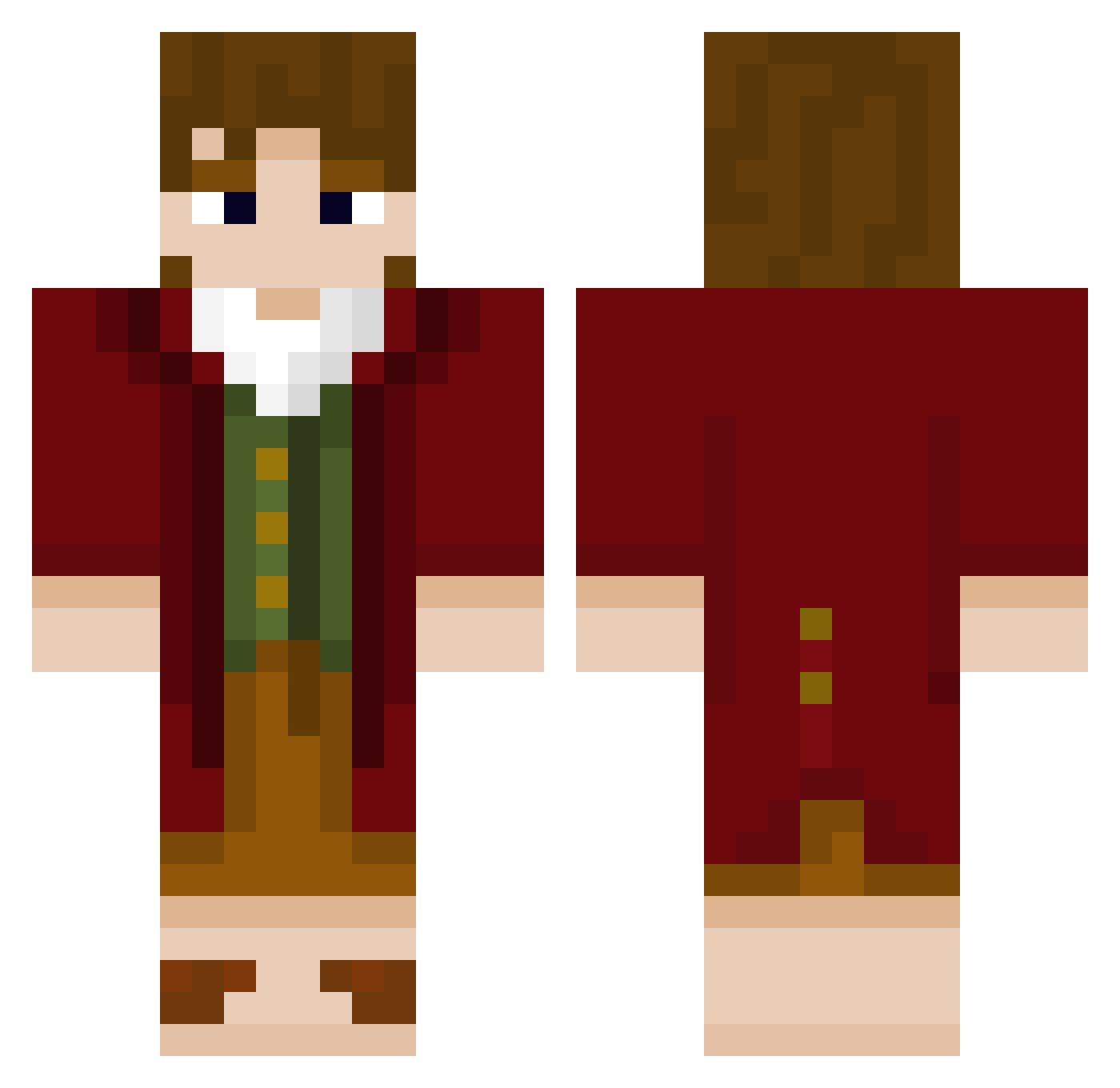 xdBoxMan Minecraft skin, front and back view