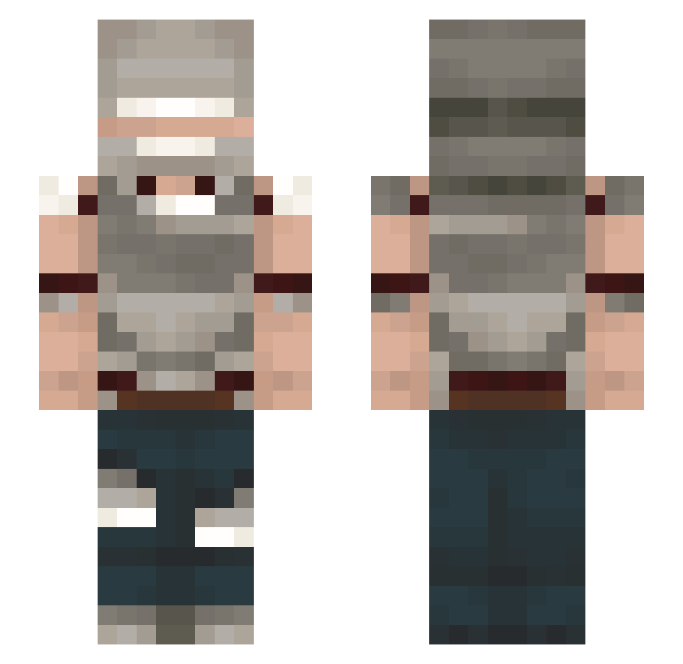 PanndaFr Minecraft skin, front and back view