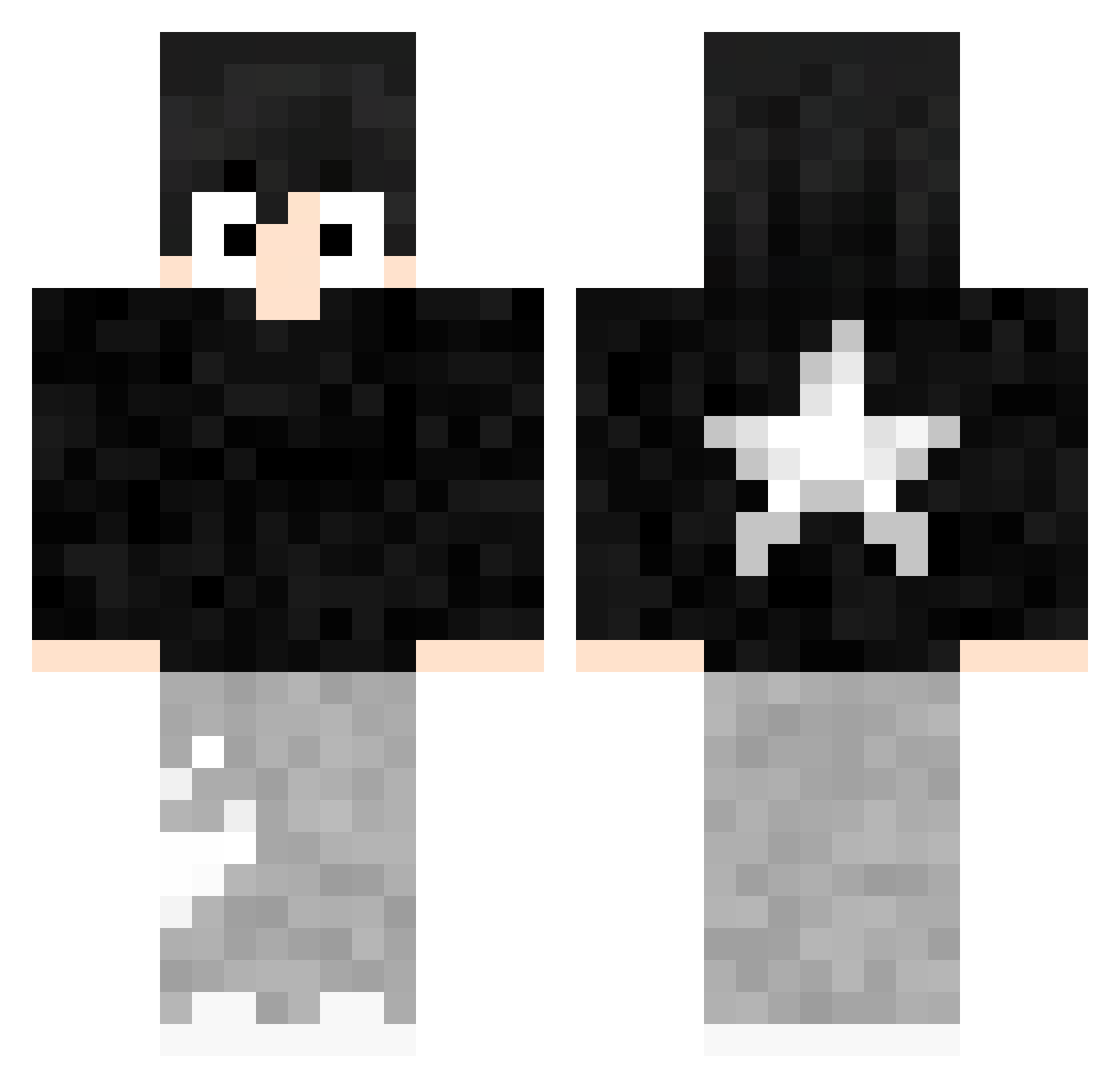 Unimaginablle Minecraft skin, front and back view