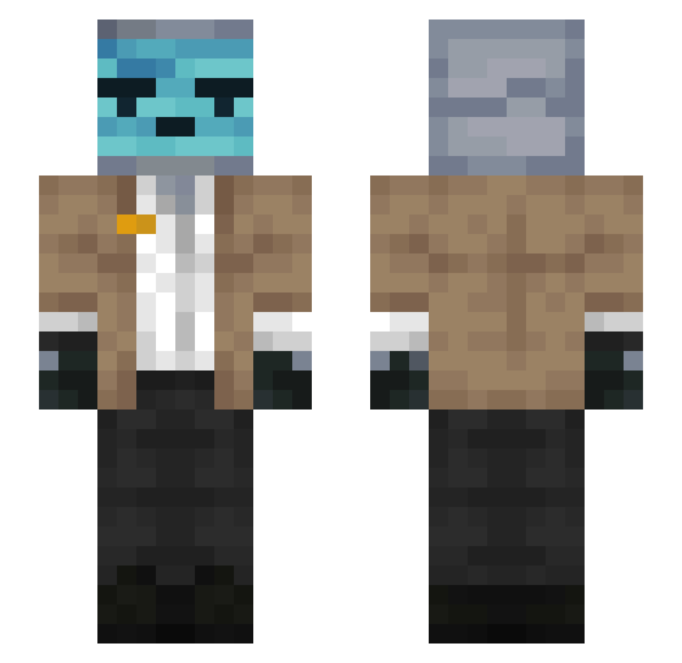 Pijamkin Minecraft skin, front and back view