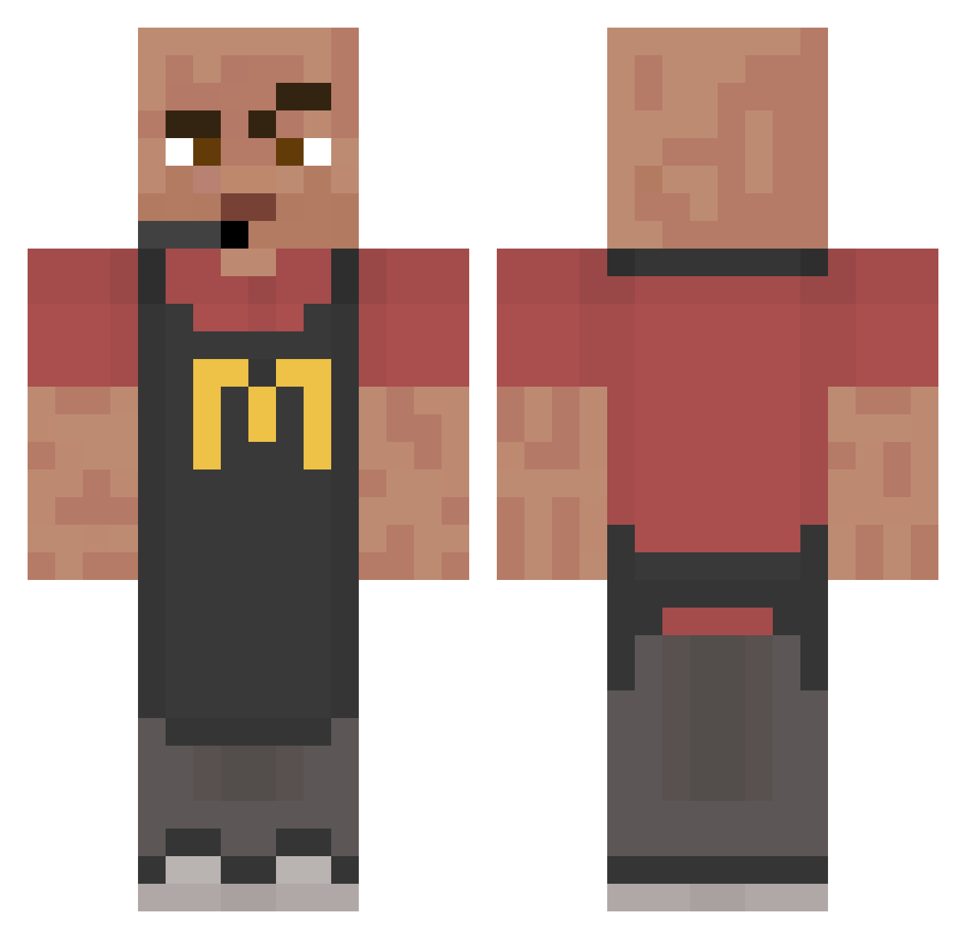 916trash Minecraft skin, front and back view