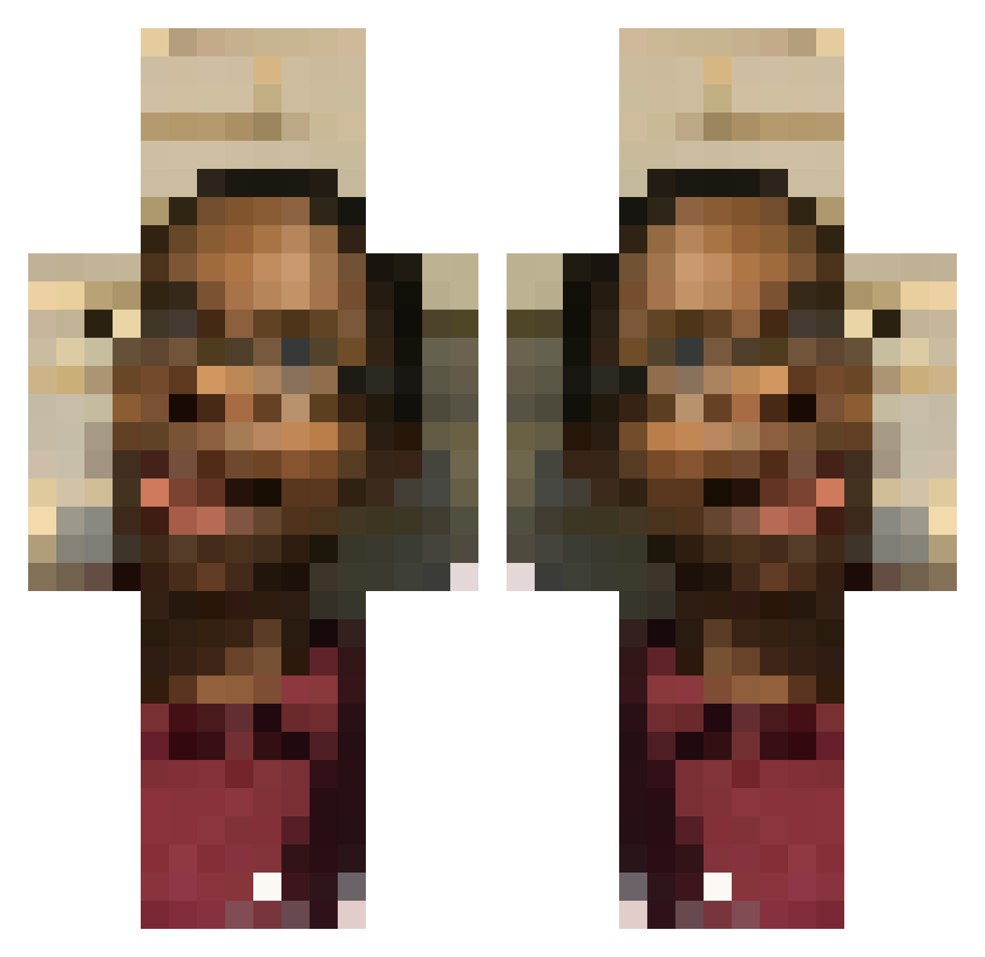 1Silky Minecraft skin, front and back view