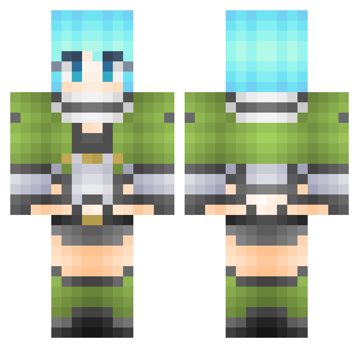 Montemgo Minecraft skin, front and back view