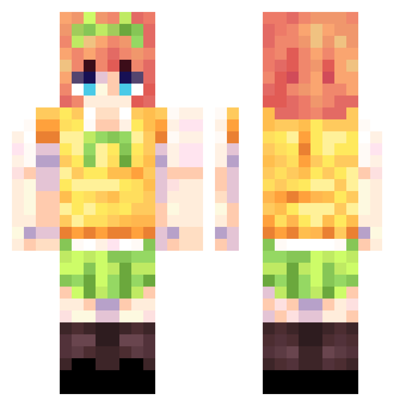 Pesho69420 Minecraft skin, front and back view