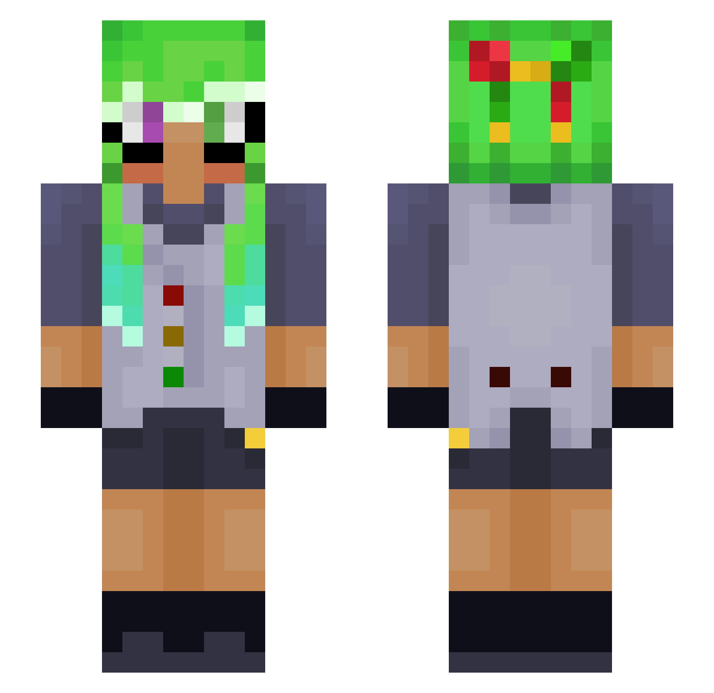 Slushisquid124 Minecraft skin, front and back view