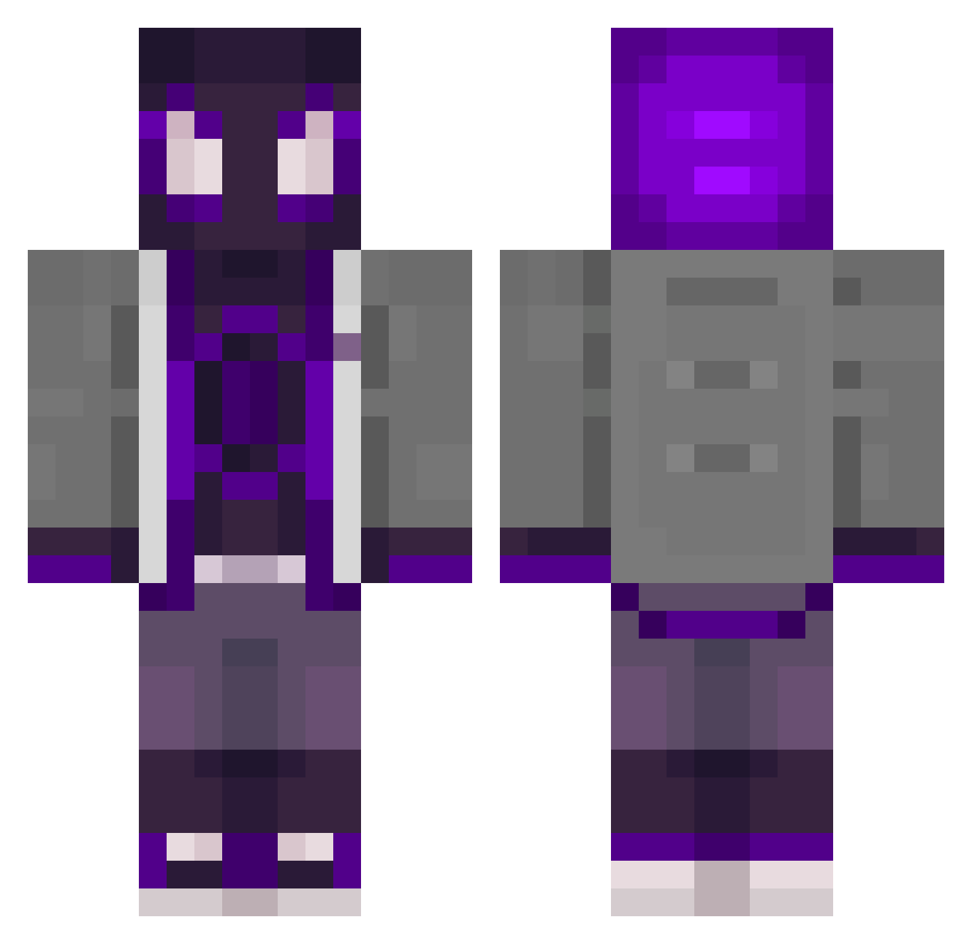 Veridrax Minecraft skin, front and back view