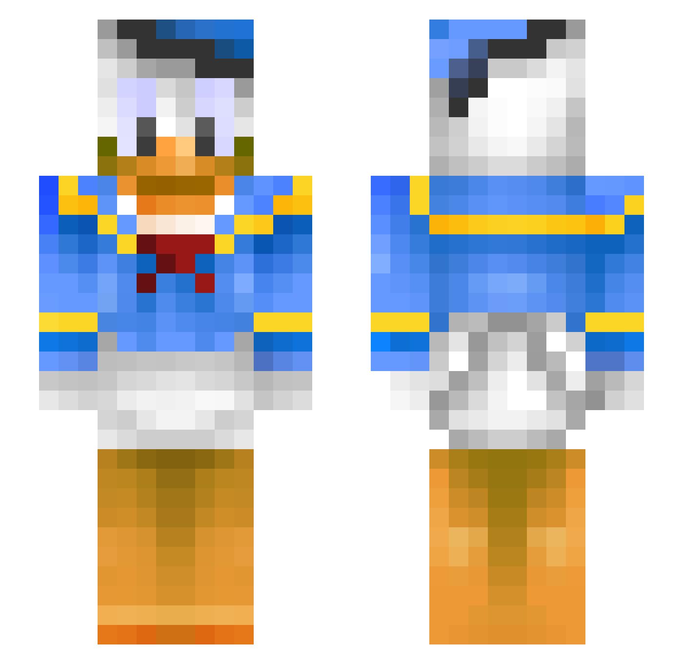 DuckEggs Minecraft skin, front and back view
