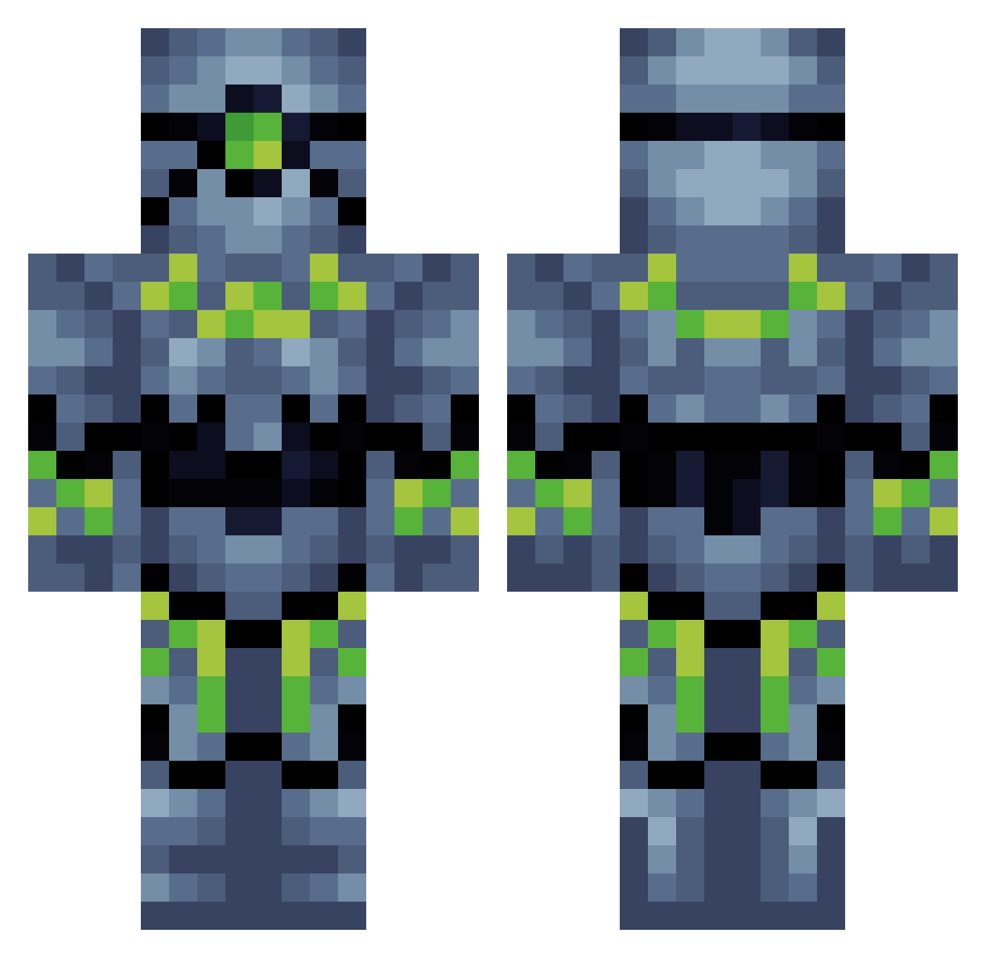 Tomb_Gruesome Minecraft skin, front and back view