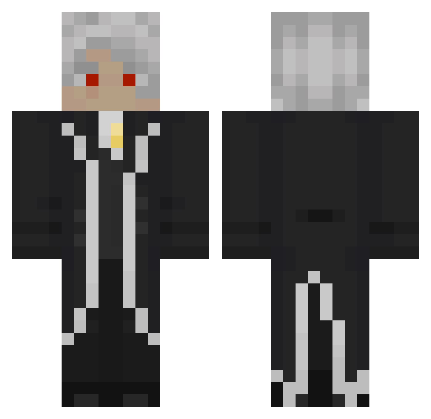 GlitchedStar Minecraft skin, front and back view