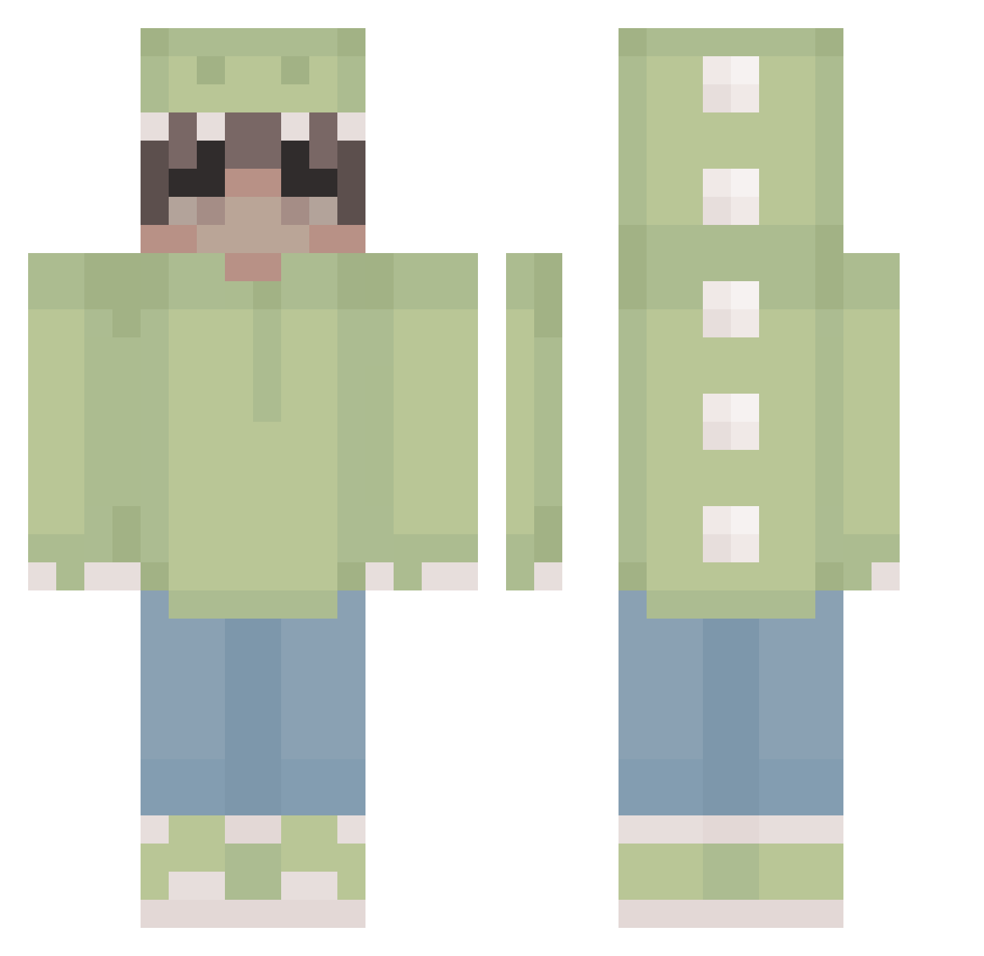 Shayfe Minecraft skin, front and back view