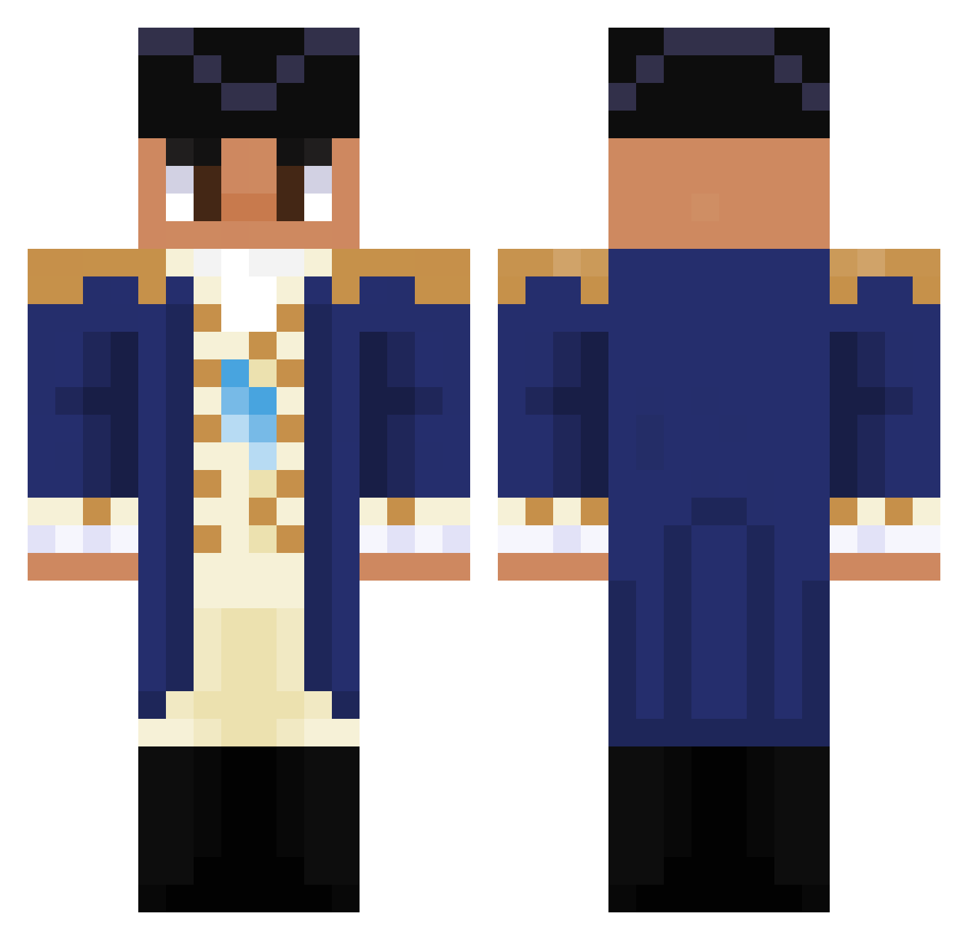 theREALjavageek Minecraft skin, front and back view