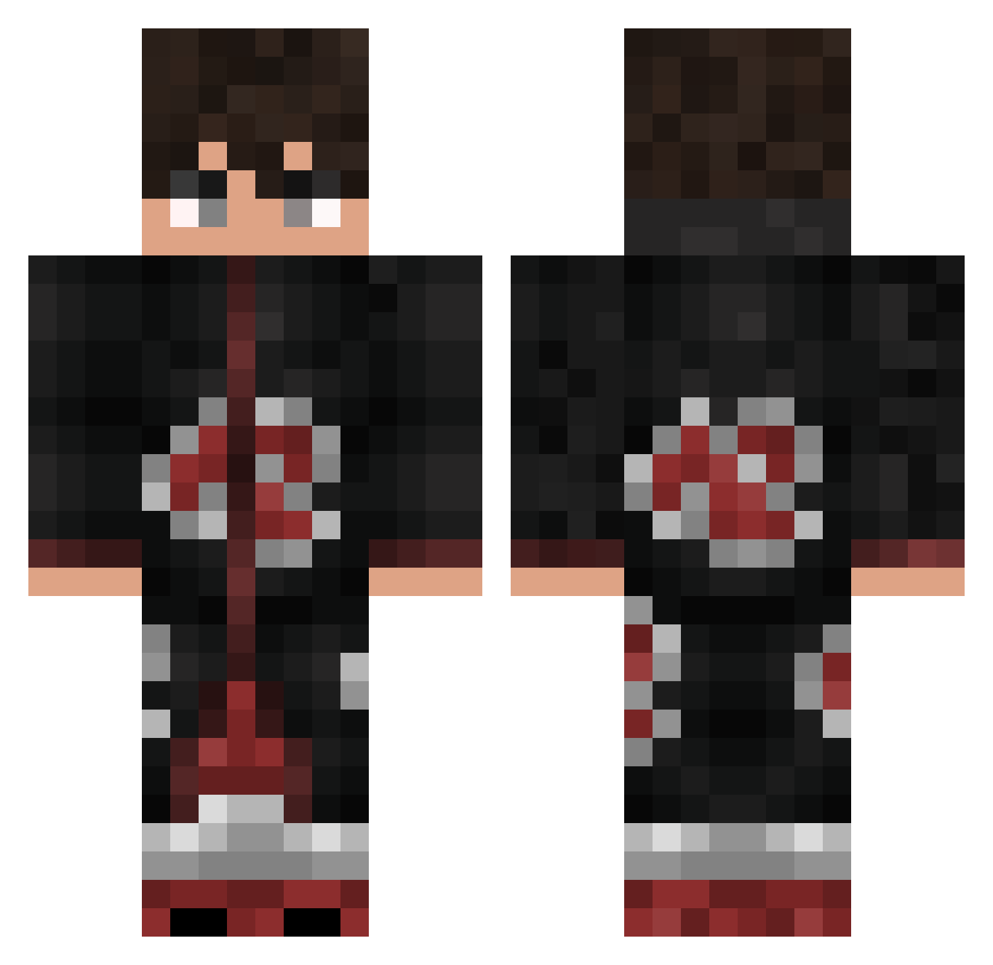 ishaxse Minecraft skin, front and back view