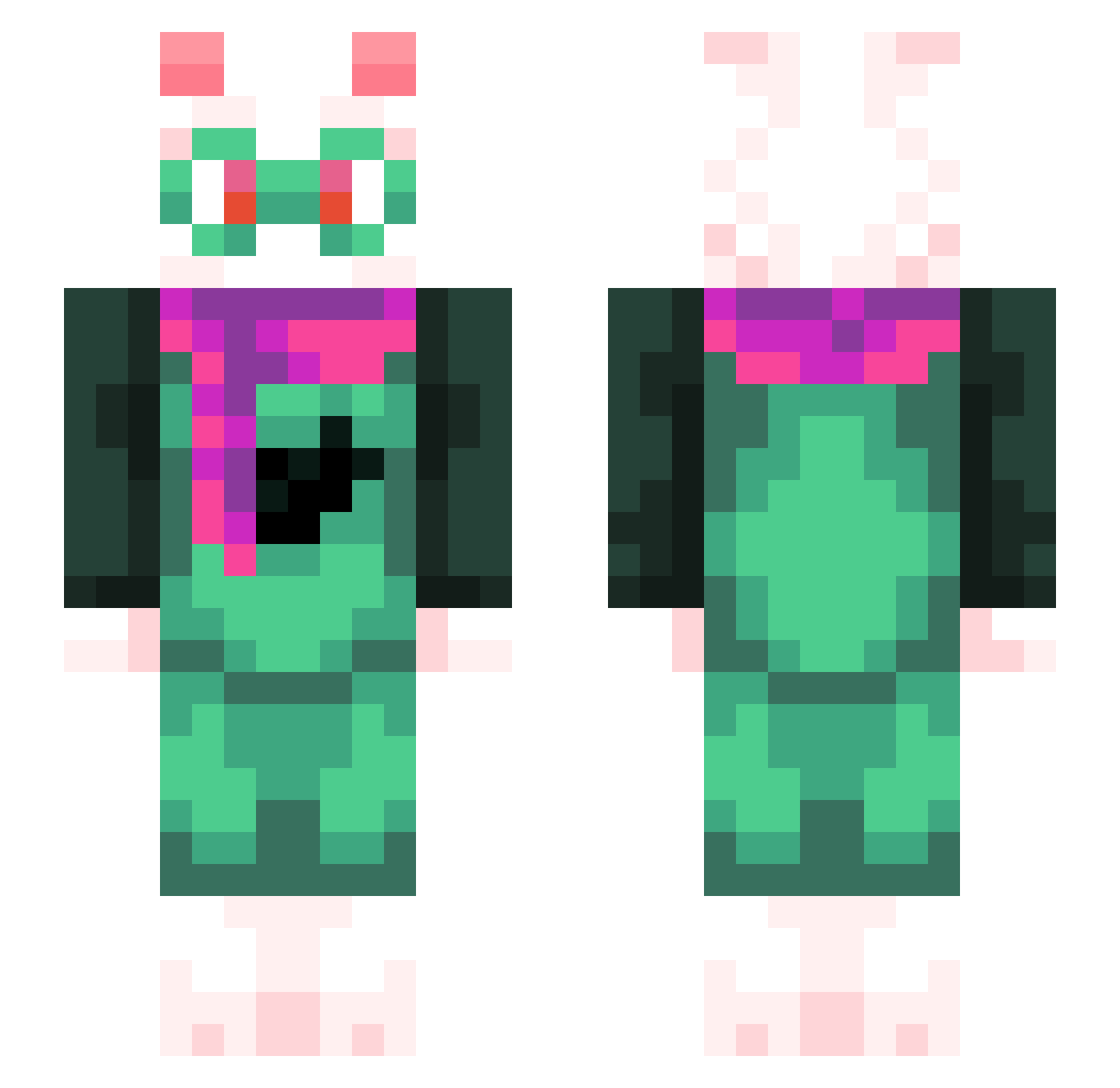 AshliMeows Minecraft skin, front and back view