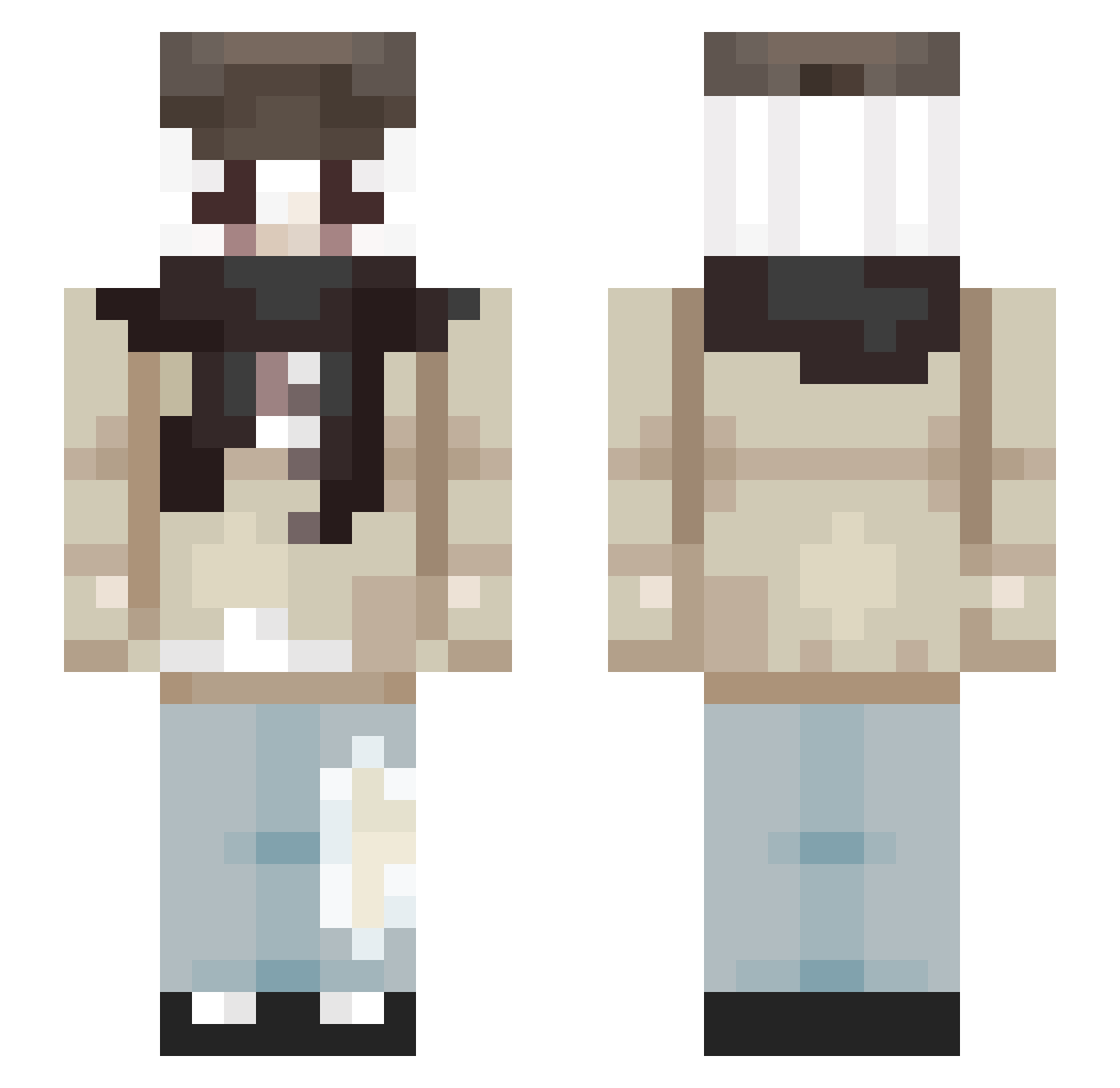 Gibybo Minecraft skin, front and back view