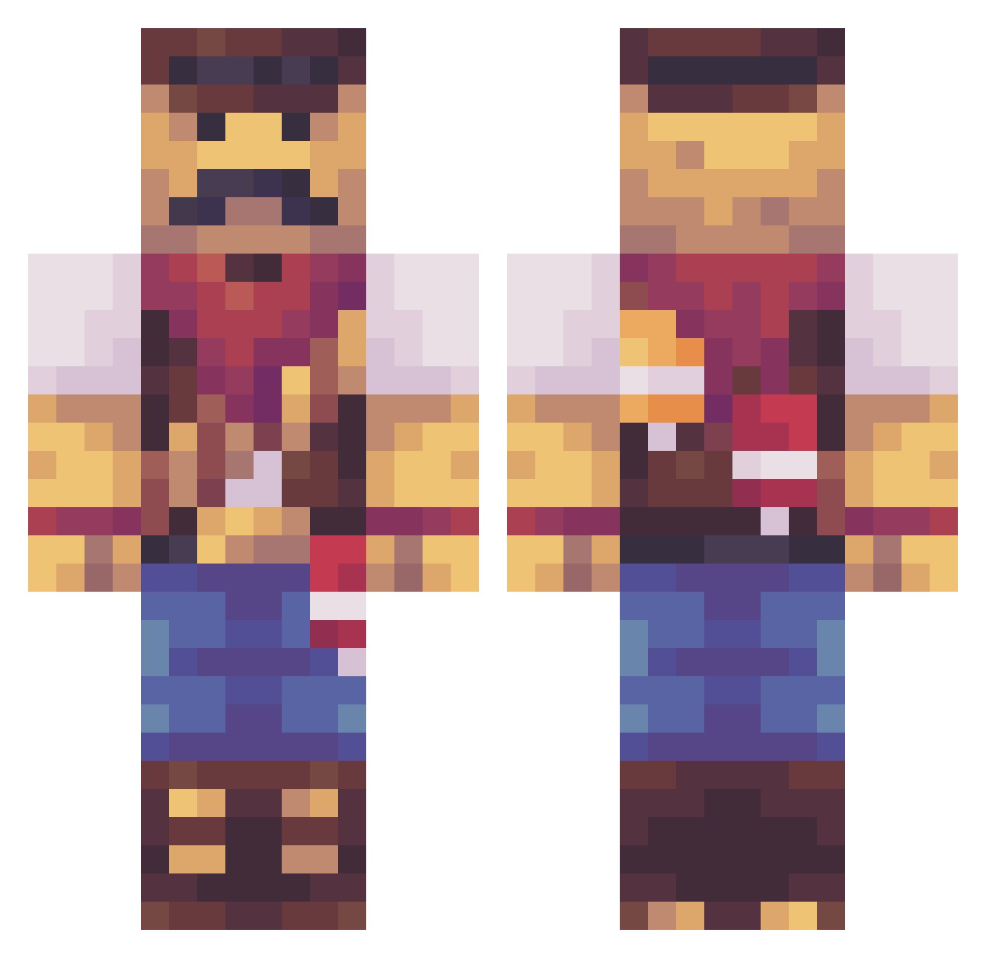 surfcross80 Minecraft skin, front and back view
