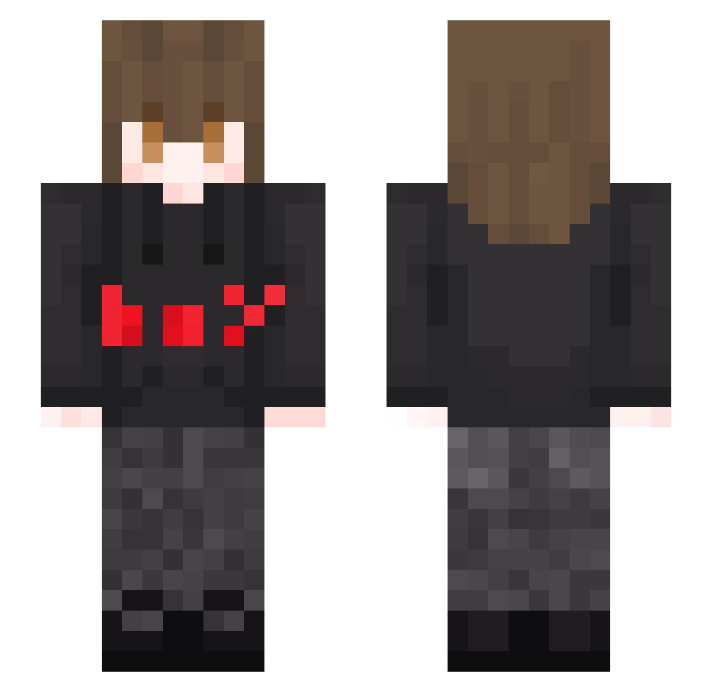 Zizian Minecraft skin, front and back view