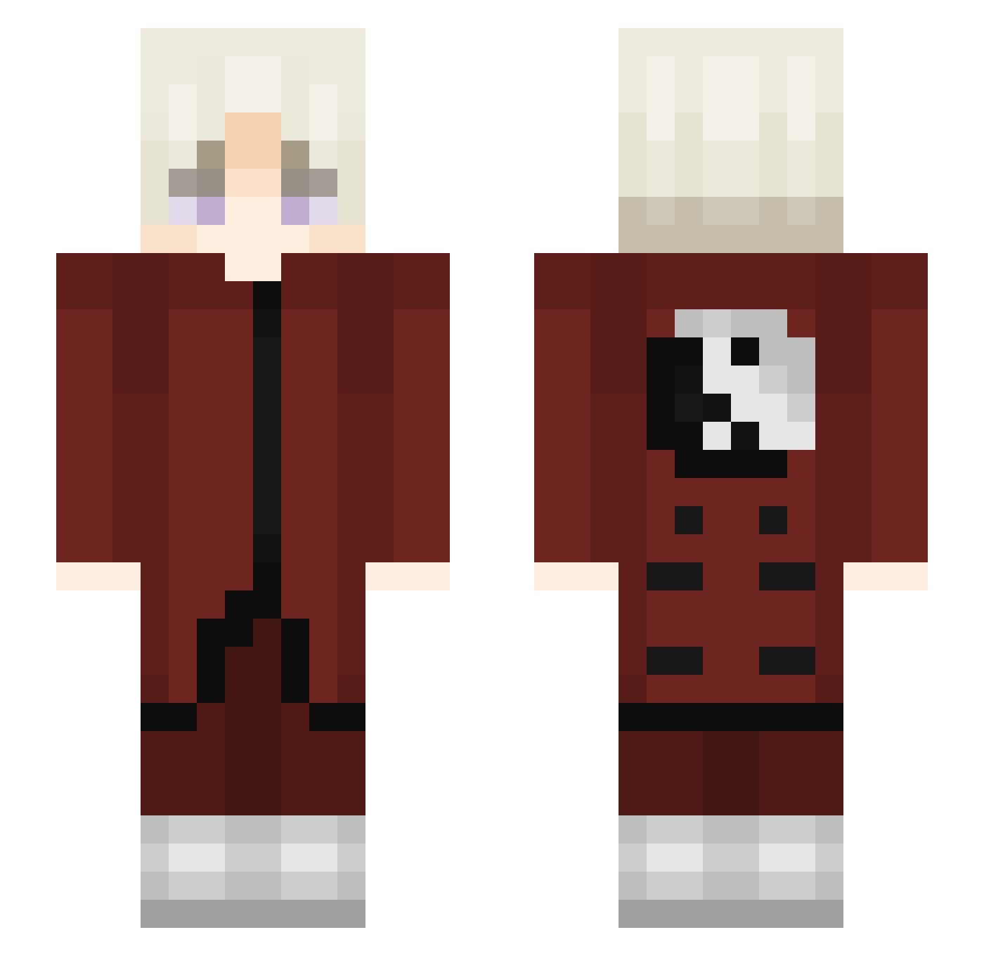 pyryxoxo Minecraft skin, front and back view