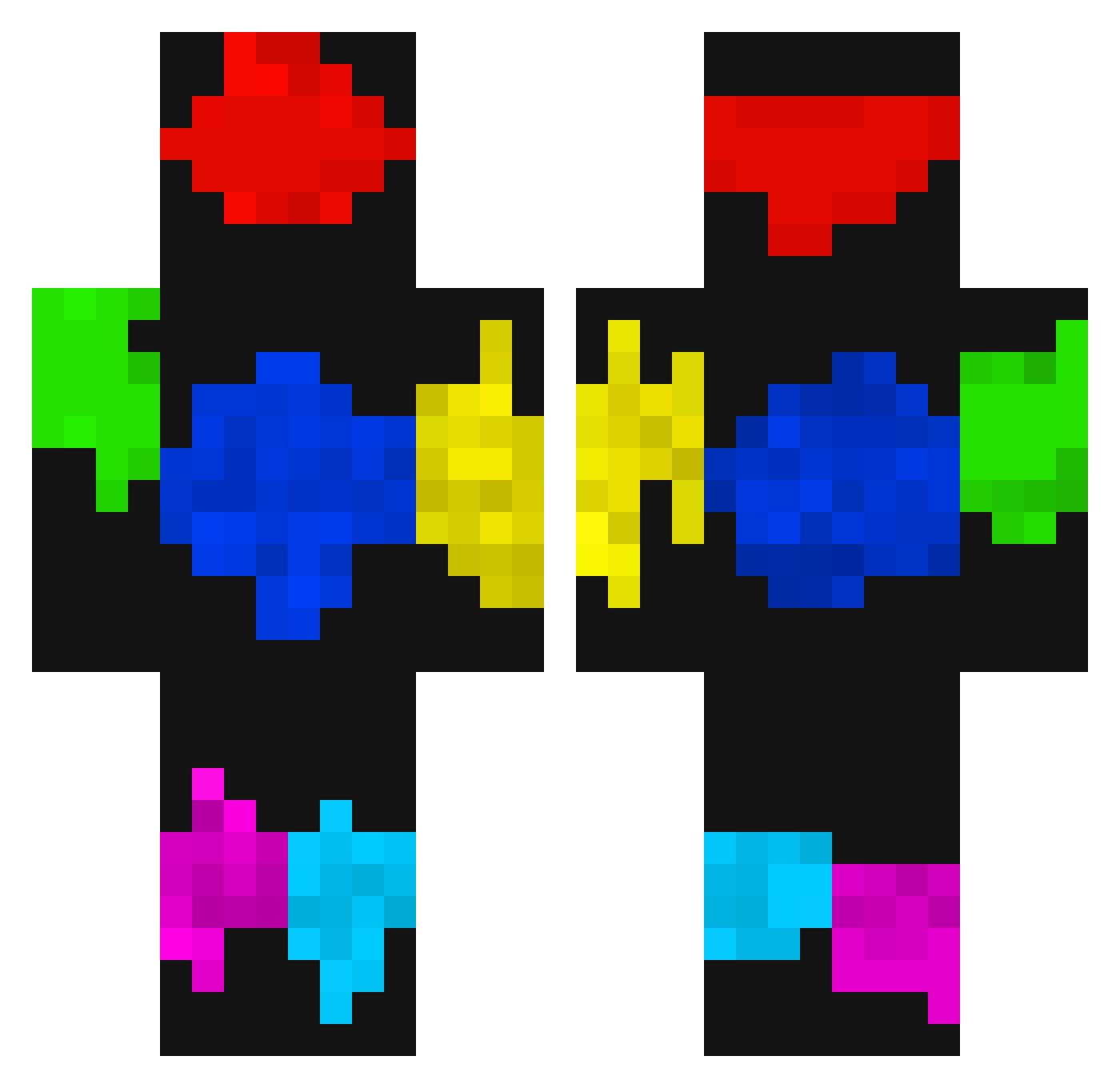 RocScape Minecraft skin, front and back view