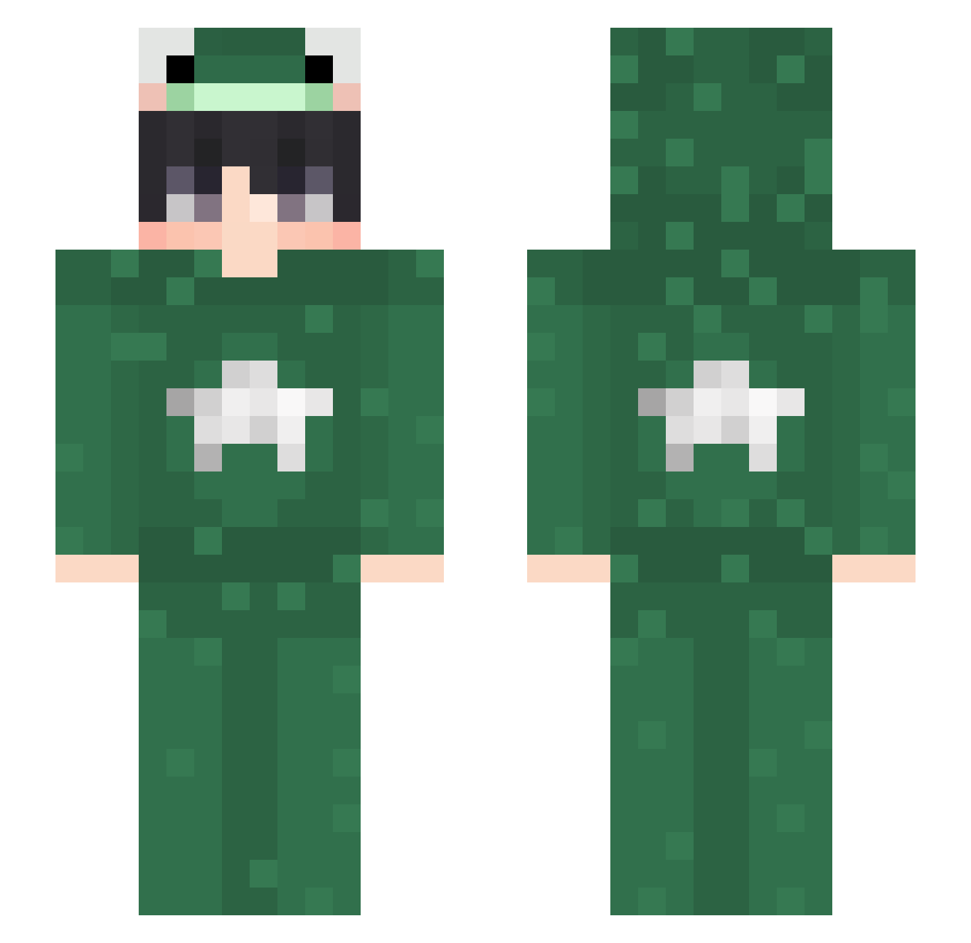 FCCwateryFCC Minecraft skin, front and back view