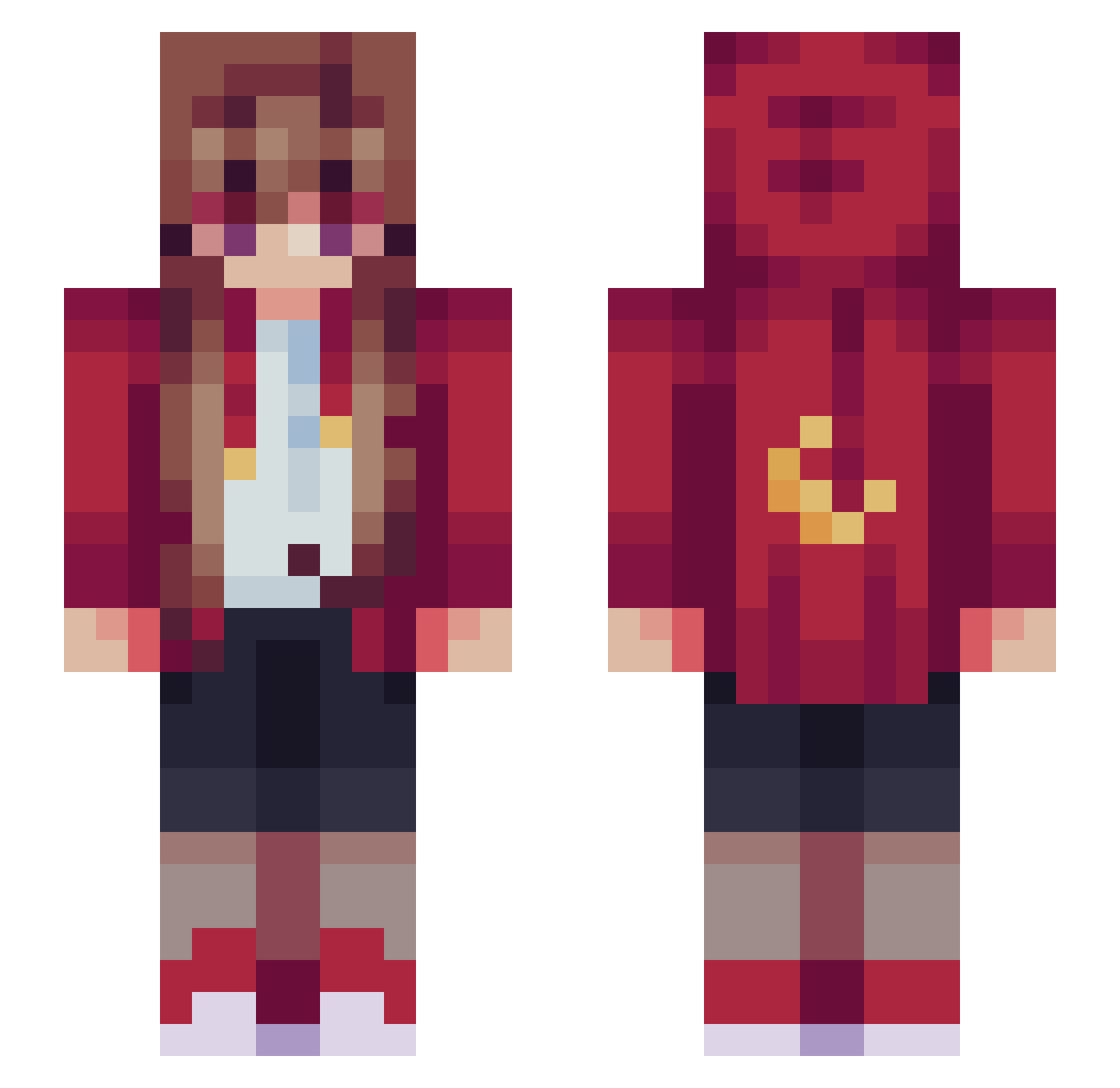 Vooomie Minecraft skin, front and back view