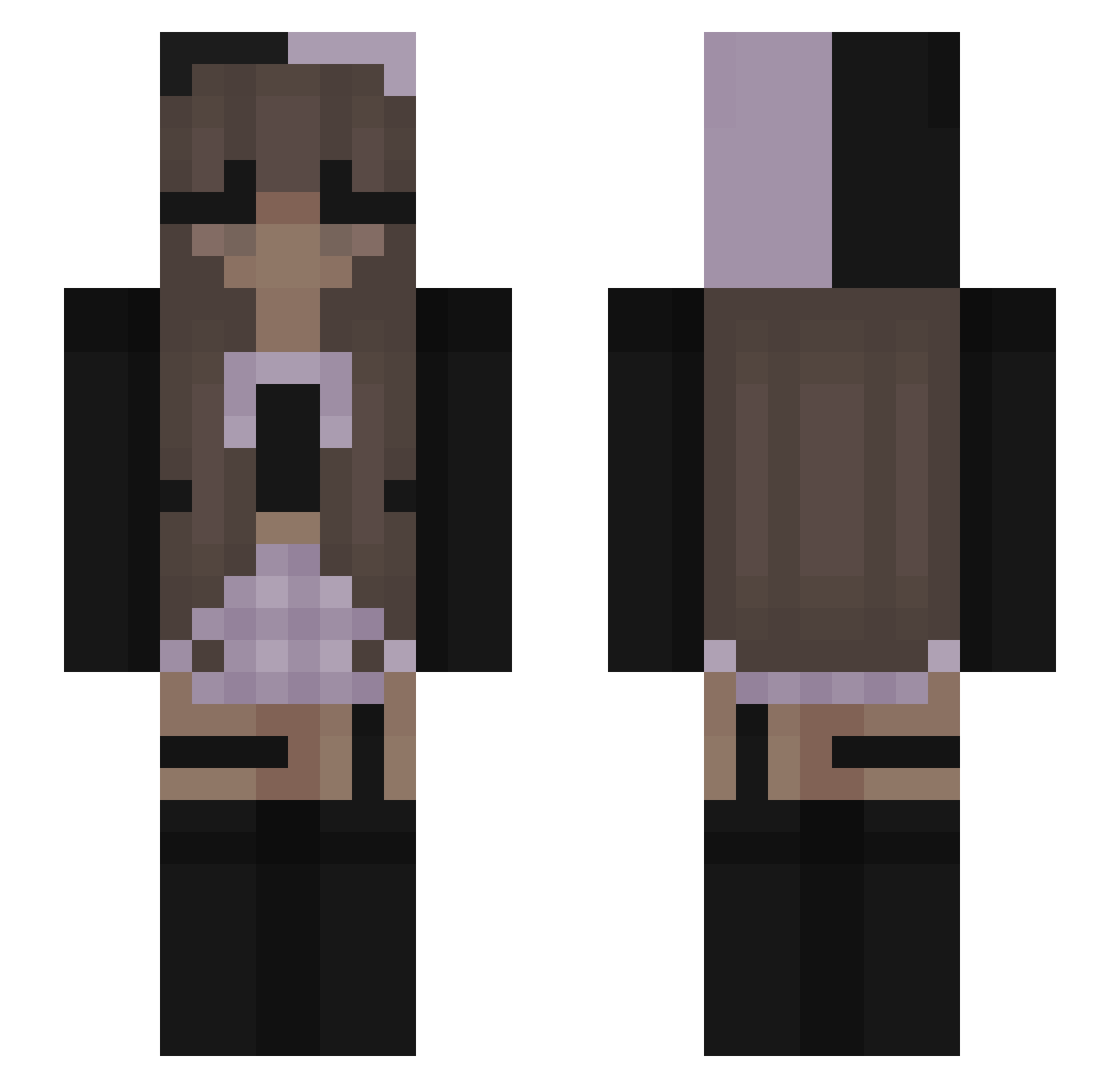 DonaDeFuego Minecraft skin, front and back view