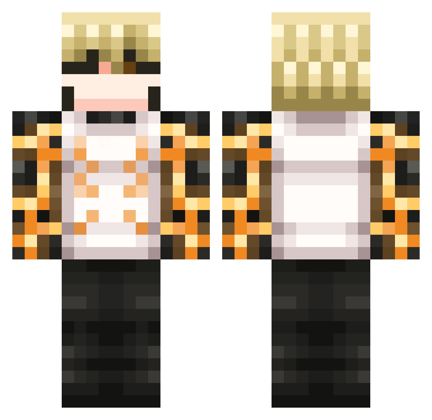 bonugg Minecraft skin, front and back view