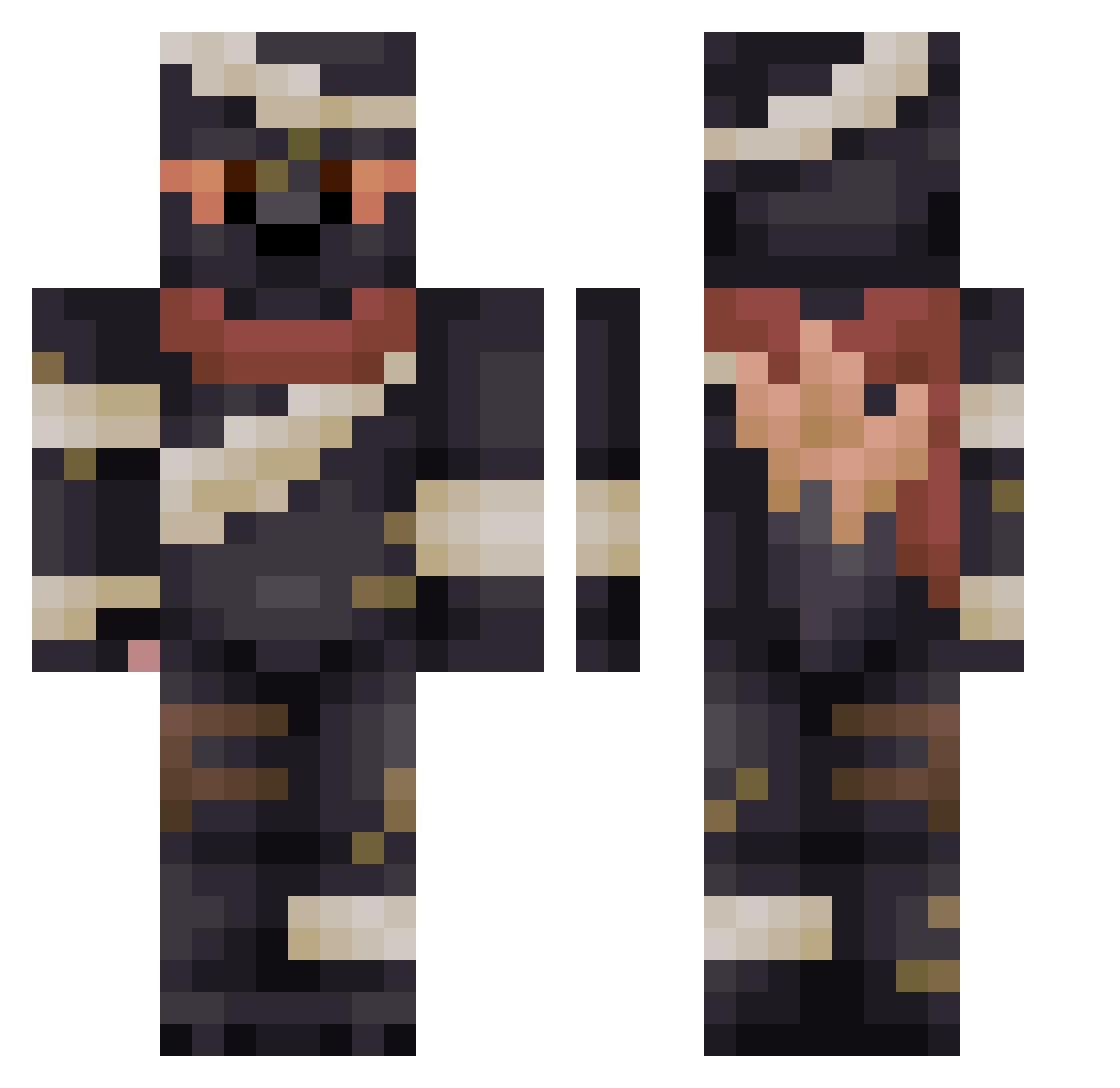 Luzhan_Lemon Minecraft skin, front and back view