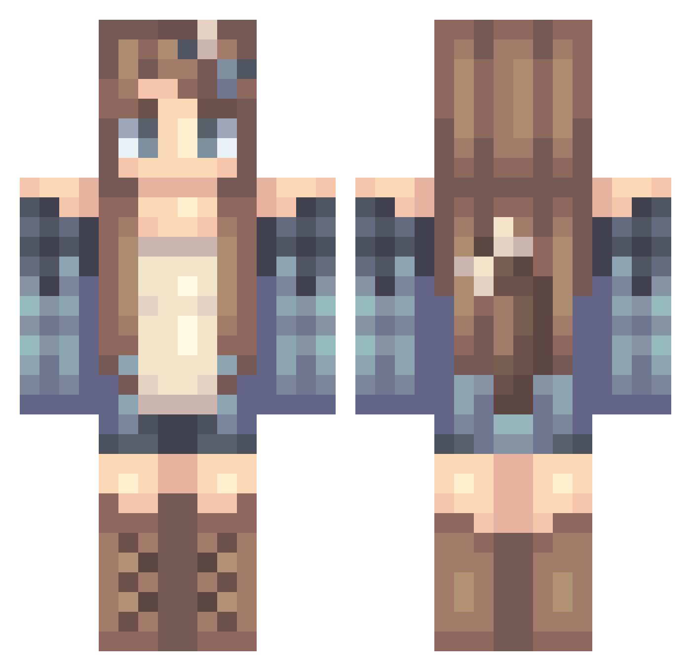 respirating Minecraft skin, front and back view