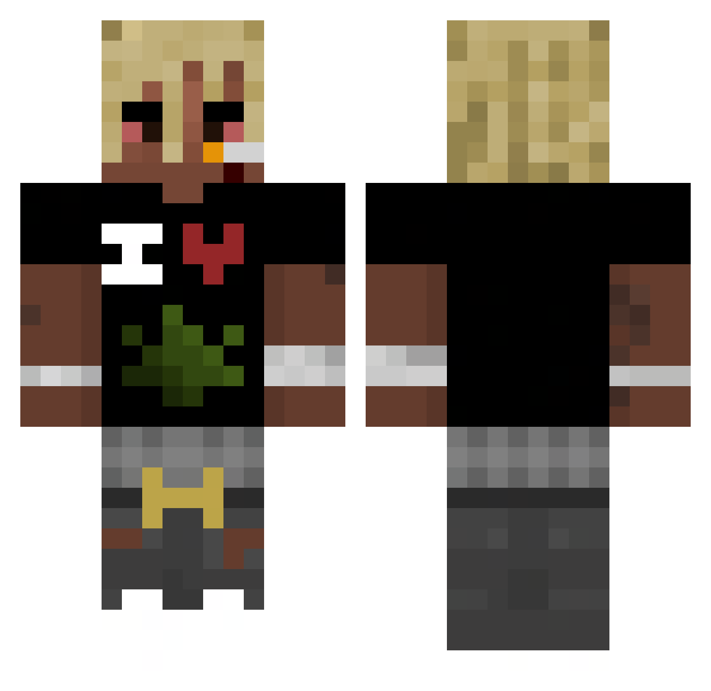 jun1orX0 Minecraft skin, front and back view