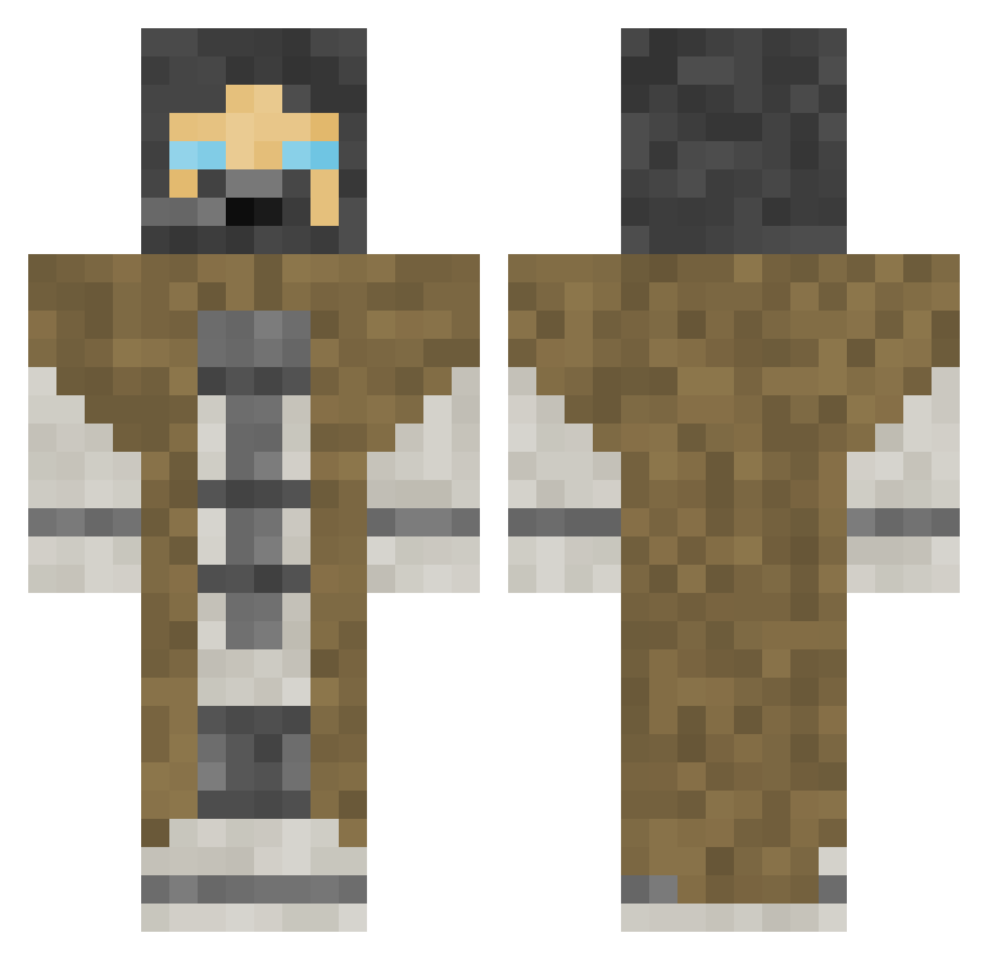 Grussss Minecraft skin, front and back view