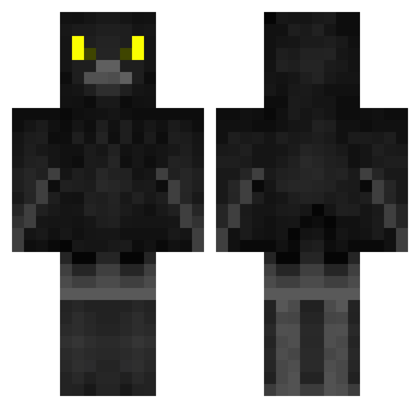 Raven Minecraft skin, front and back view