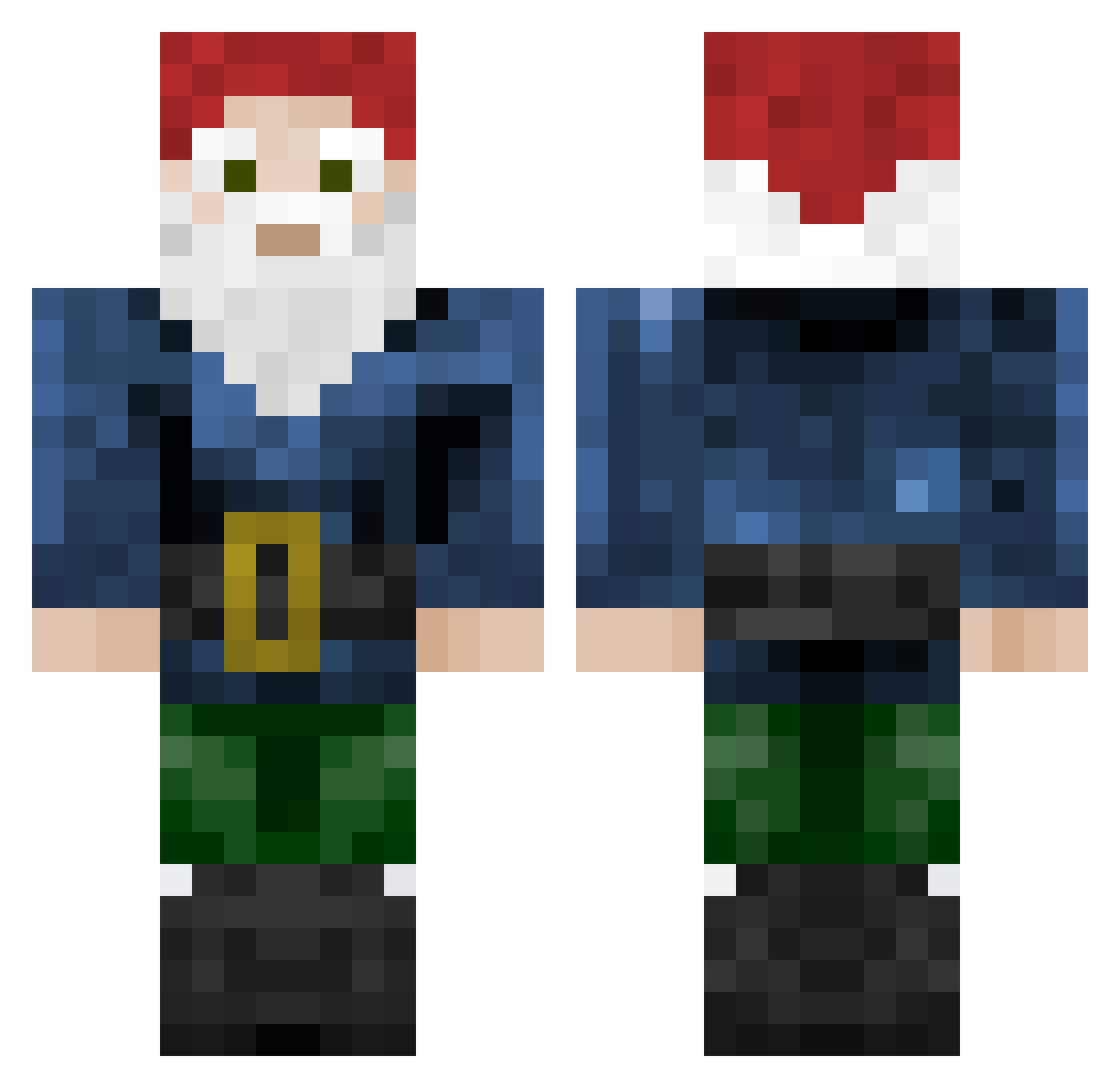 Knobo Minecraft skin, front and back view