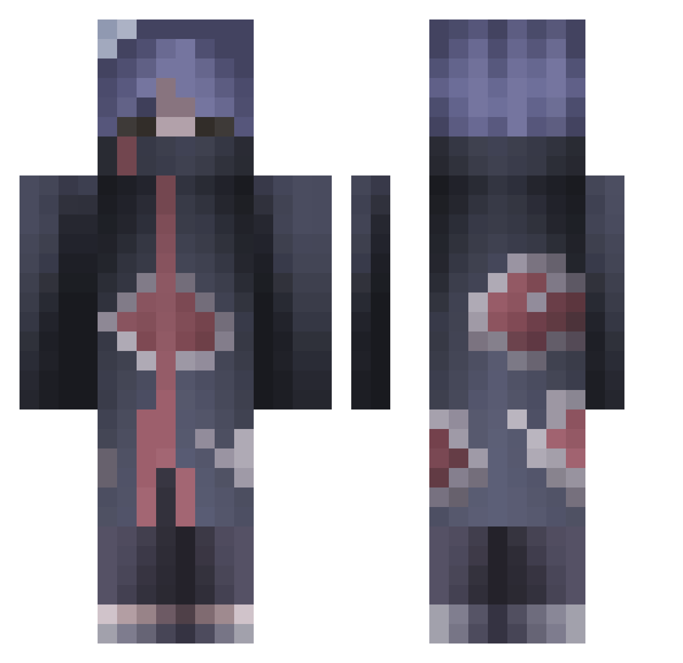 nyturis Minecraft skin, front and back view