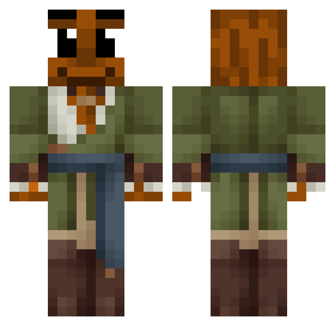 vinbot Minecraft skin, front and back view