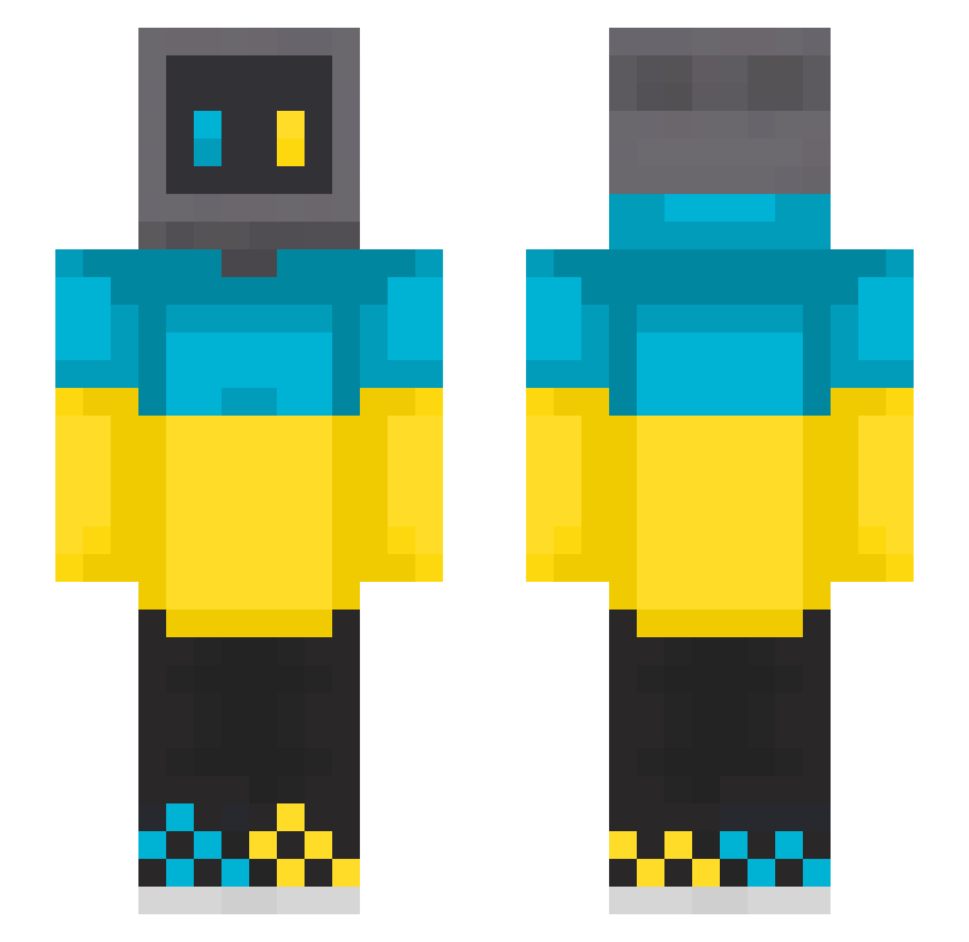 Wund3rkind Minecraft skin, front and back view