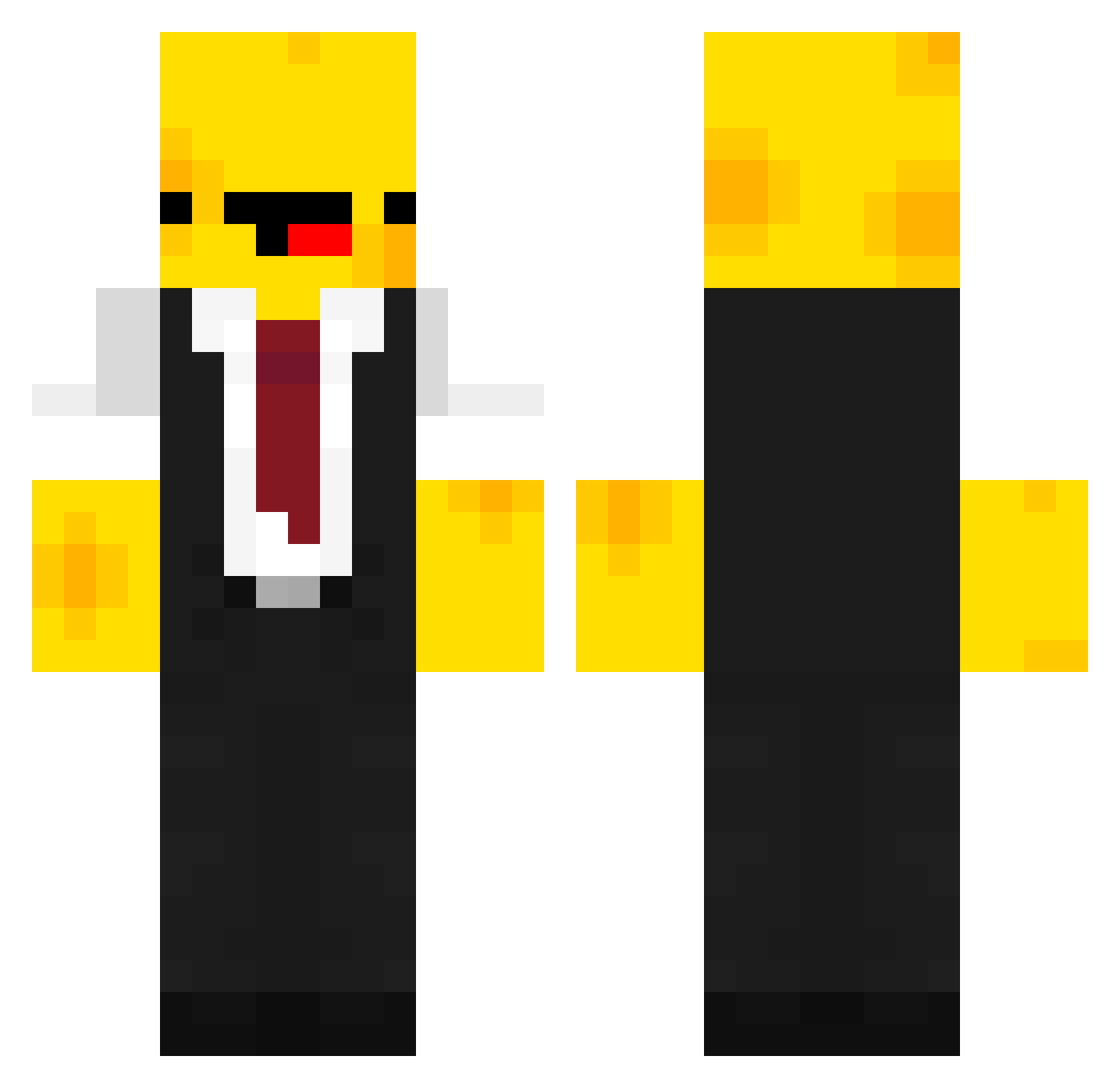 Gawdfath Minecraft skin, front and back view