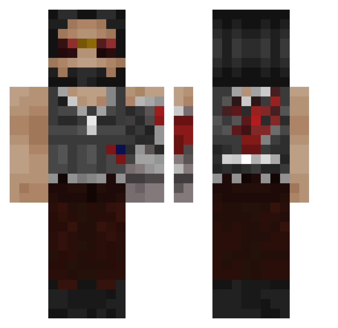 Horrorkrieger Minecraft skin, front and back view