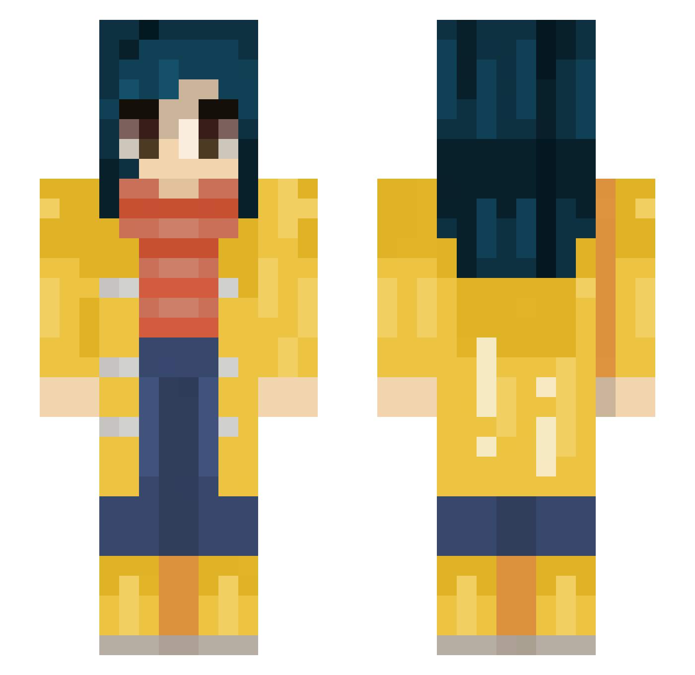 preprocessor Minecraft skin, front and back view