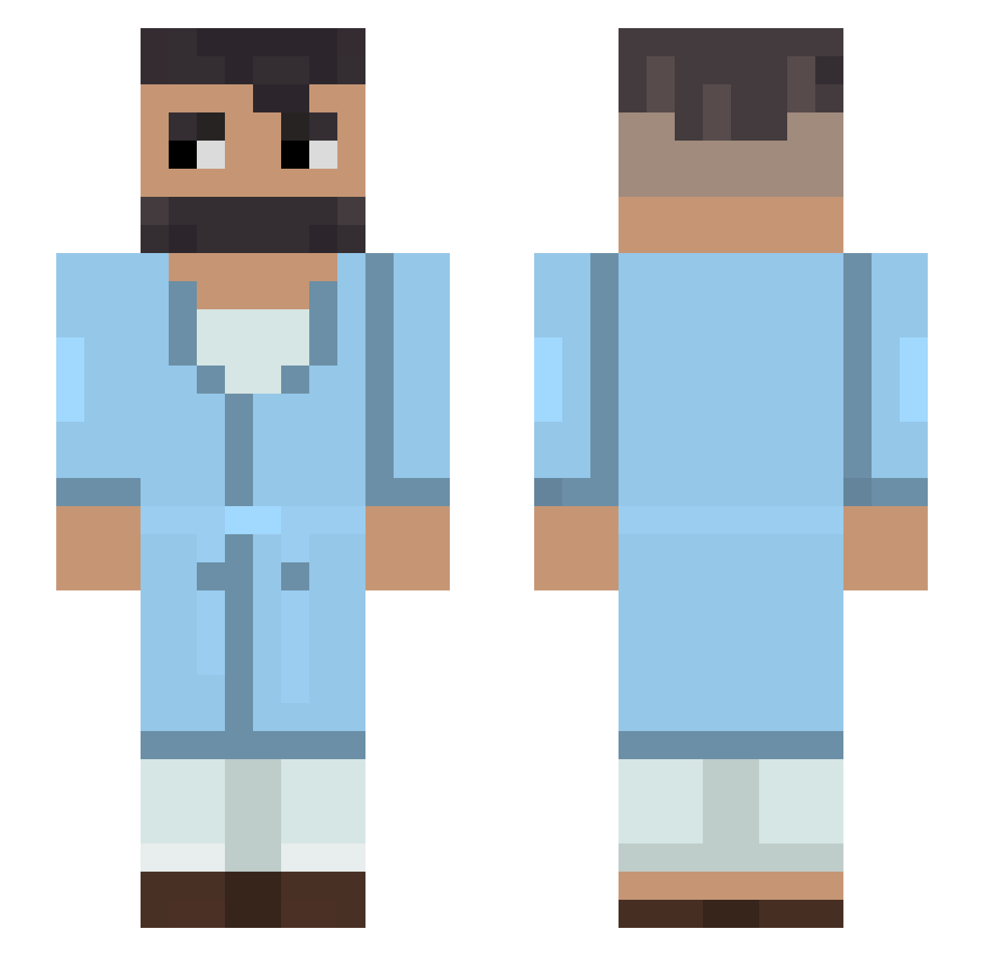 Elterninfo Minecraft skin, front and back view